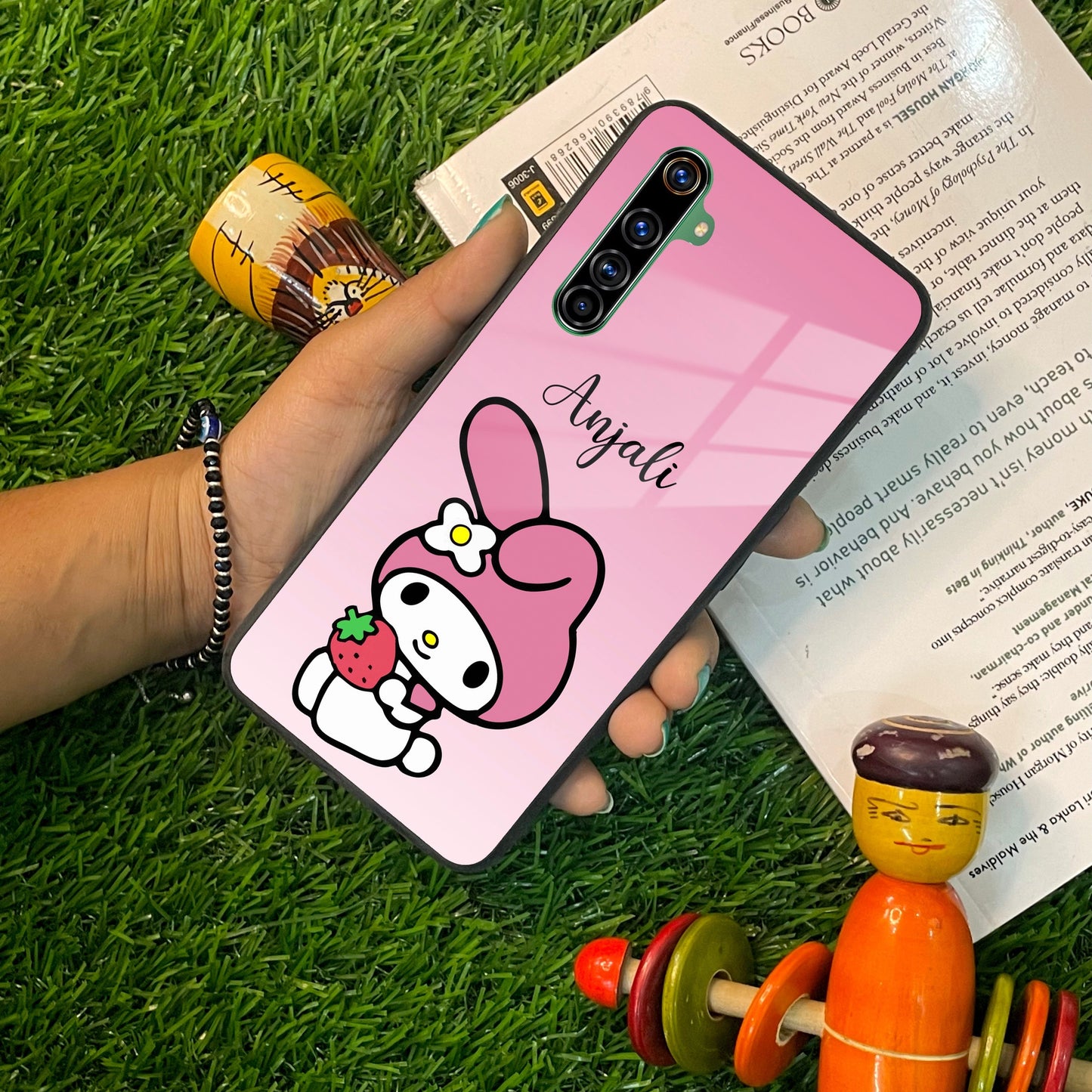 Pink Bunny Glass Case Cover For Realme/Narzo ShopOnCliQ