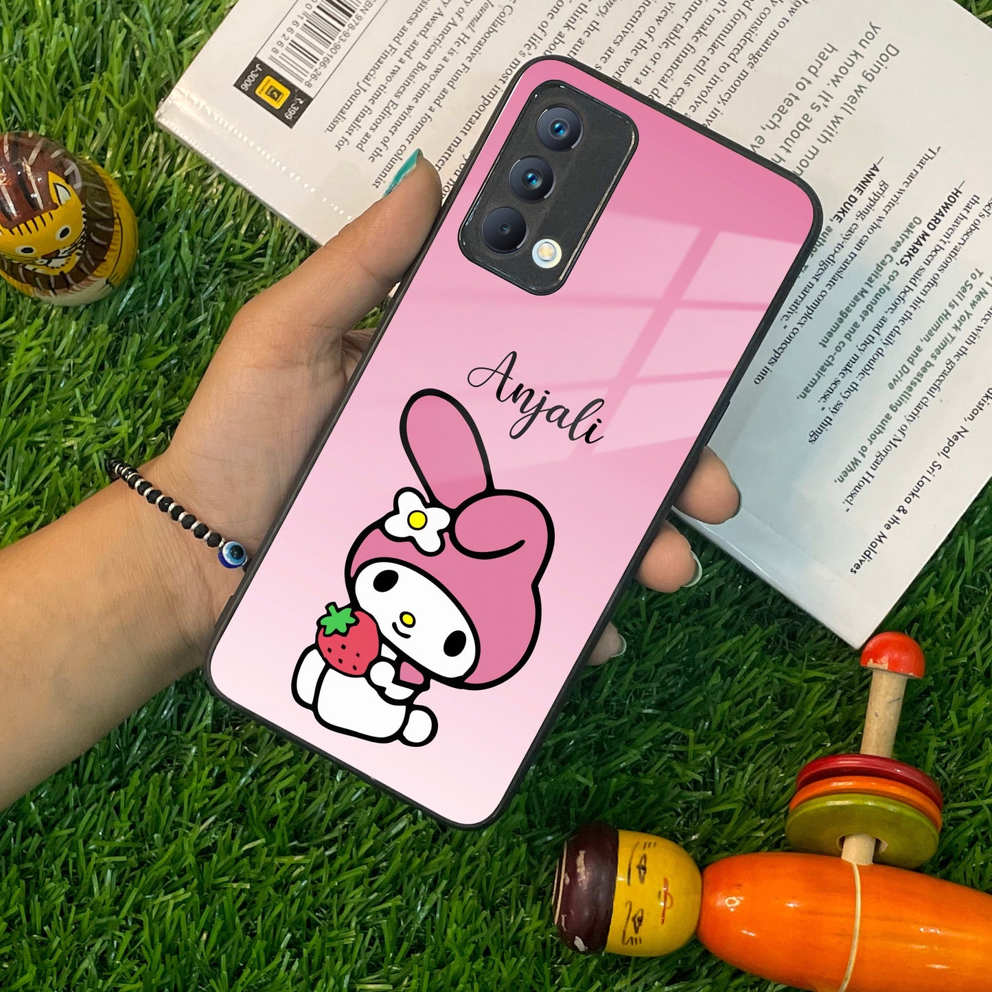 Pink Bunny Glass Case Cover For Realme/Narzo ShopOnCliQ