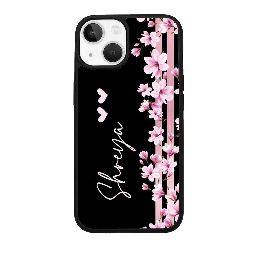 Pink Floral Glossy Metal Case Cover For iPhone - ShopOnCliQ