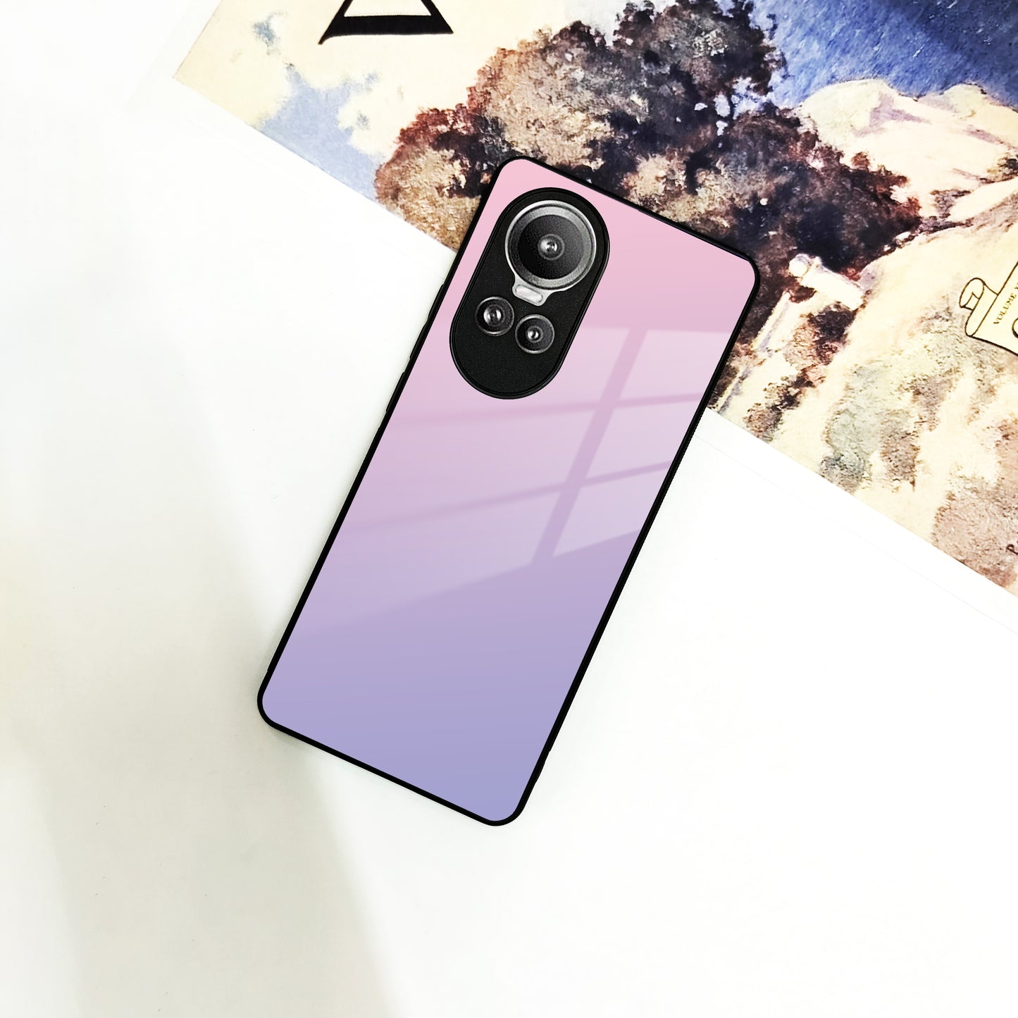 Pink Gradient Glass Case Cover For Oppo