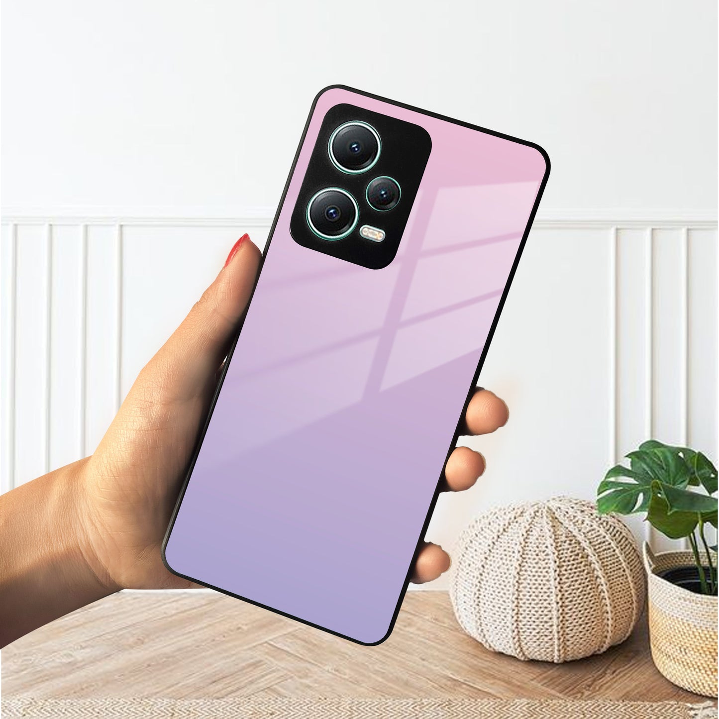 Pink Gradient Glass Case Cover For Poco