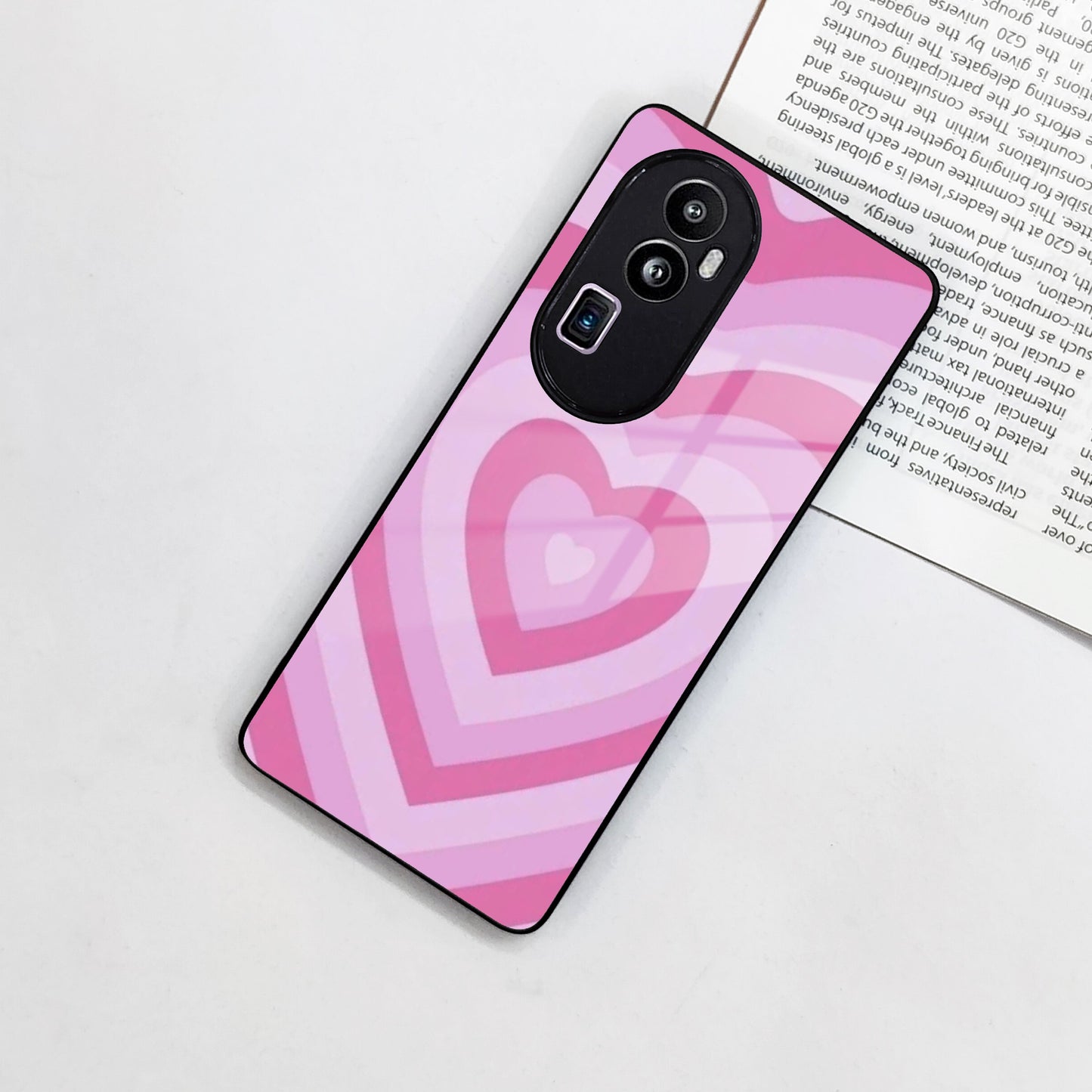 Latte Love Patter Glass Case Cover - Pink  For Oppo