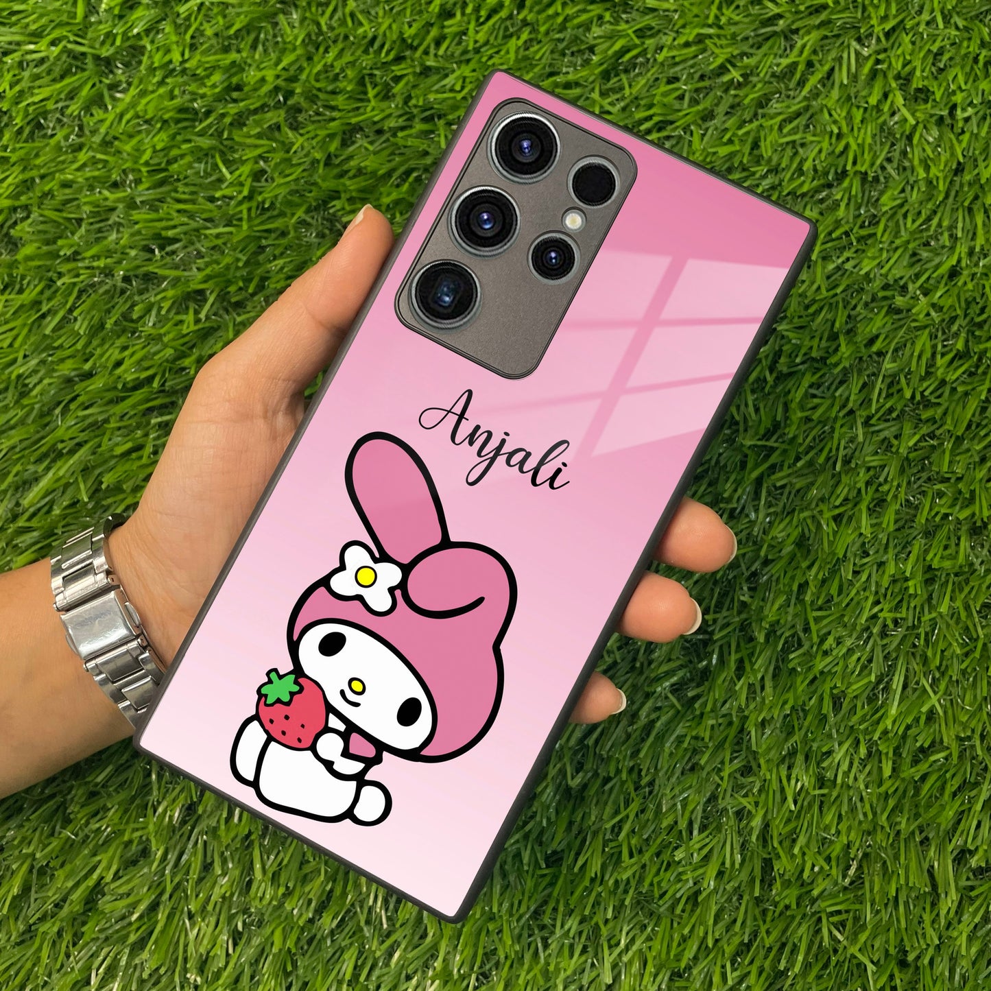 Pink Bunny Glass Case Cover For Samsung