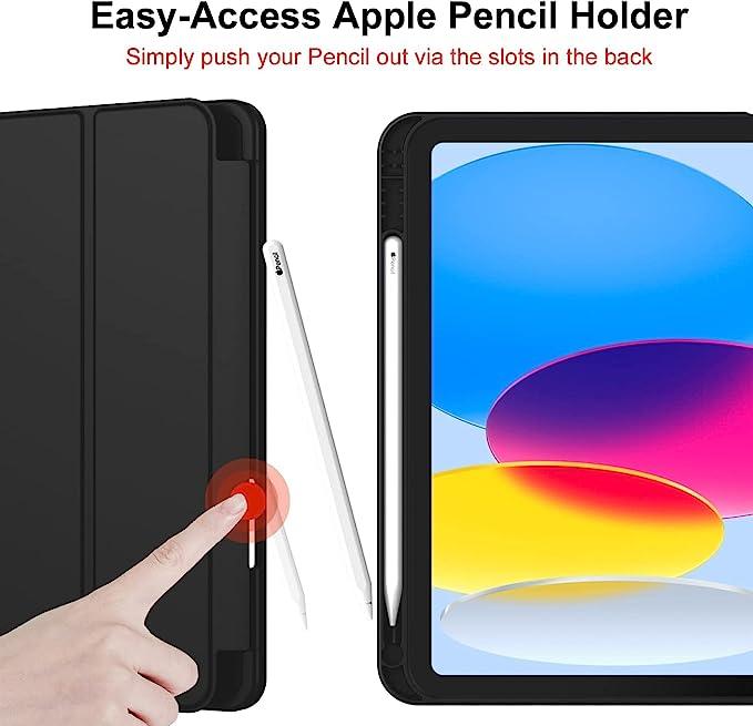 Premium Silicon Case for iPad [Left Side Pencil Holder] - Black - ShopOnCliQ