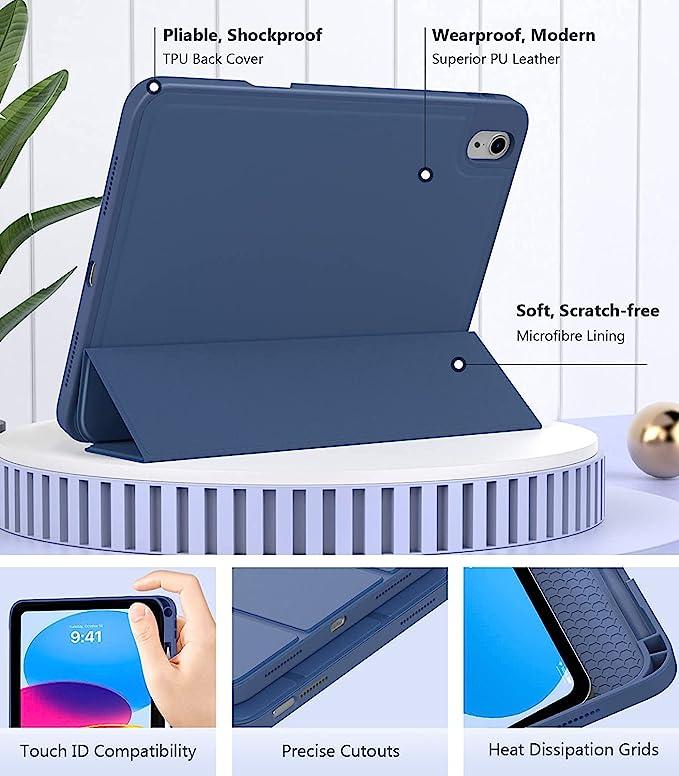 Premium Silicon Case for iPad [Left Side Pencil Holder] - Blue - ShopOnCliQ
