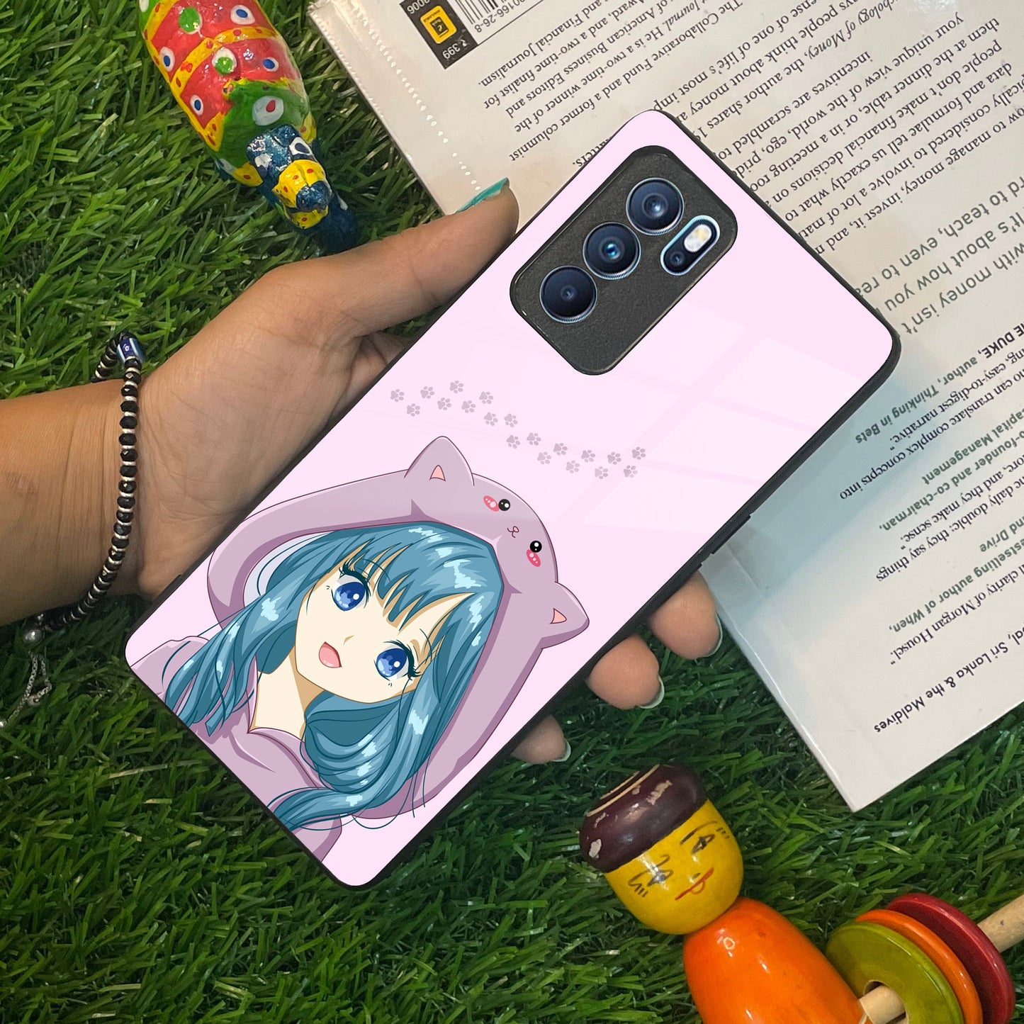 Purple Aesthetic Girl With Cat Phone Glass Case Cover For Oppo ShopOnCliQ