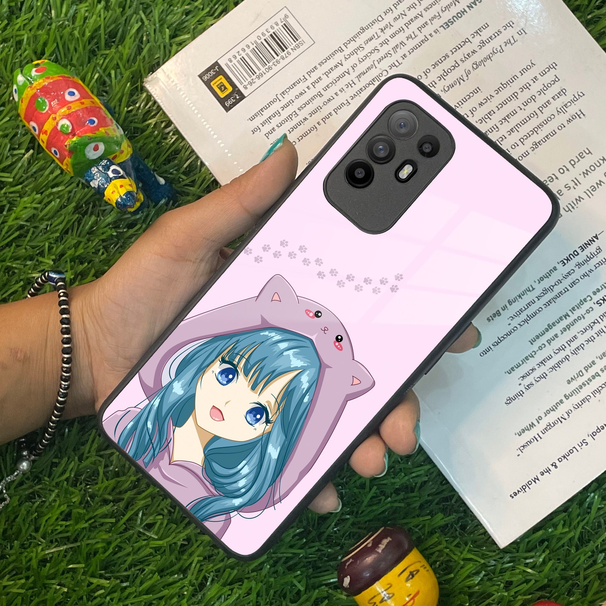 Purple Aesthetic Girl With Cat Phone Glass Case Cover For Oppo ShopOnCliQ
