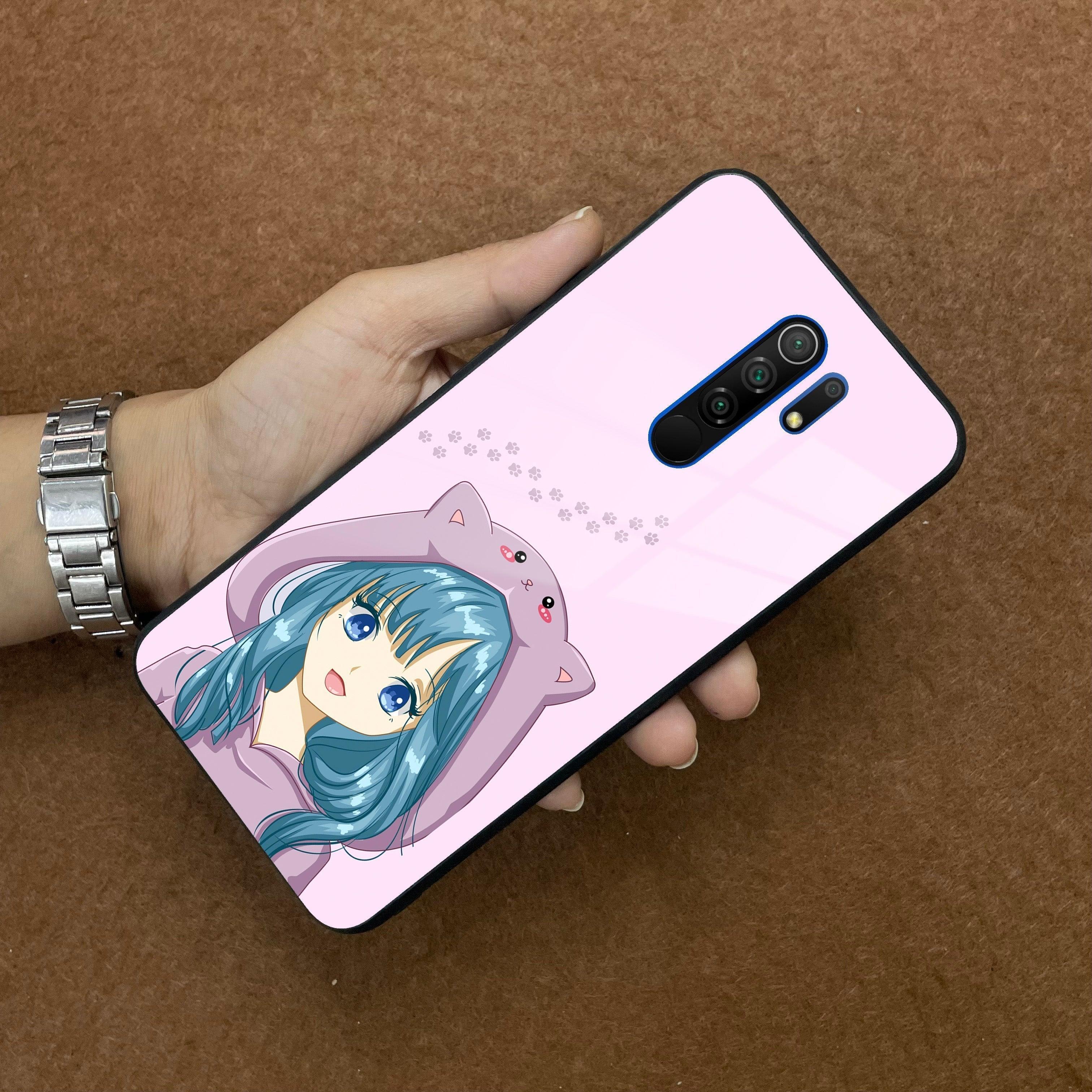 Purple Aesthetic Girl With Cat Phone Glass Case Cover For POCO - ShopOnCliQ