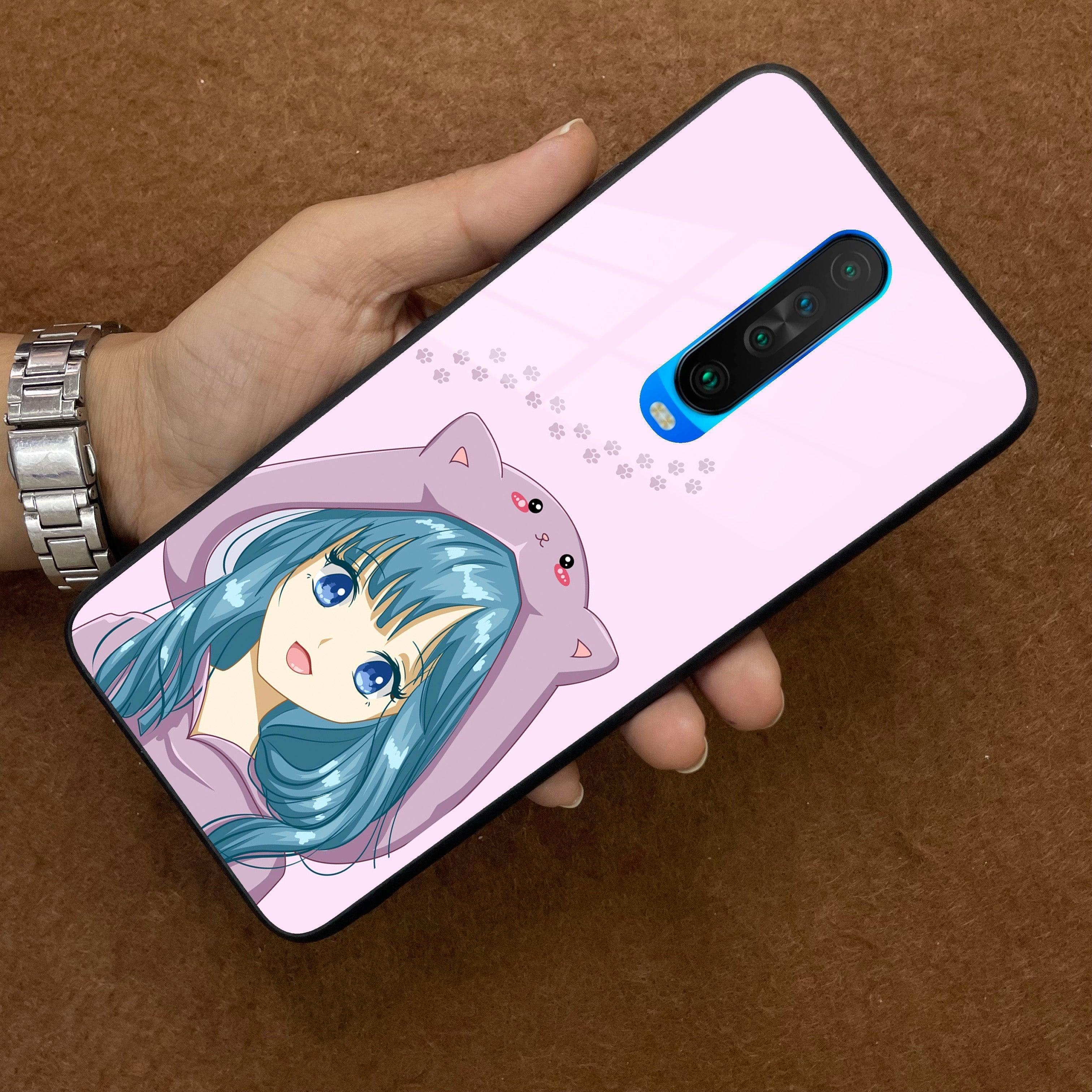 Purple Aesthetic Girl With Cat Phone Glass Case Cover For POCO - ShopOnCliQ