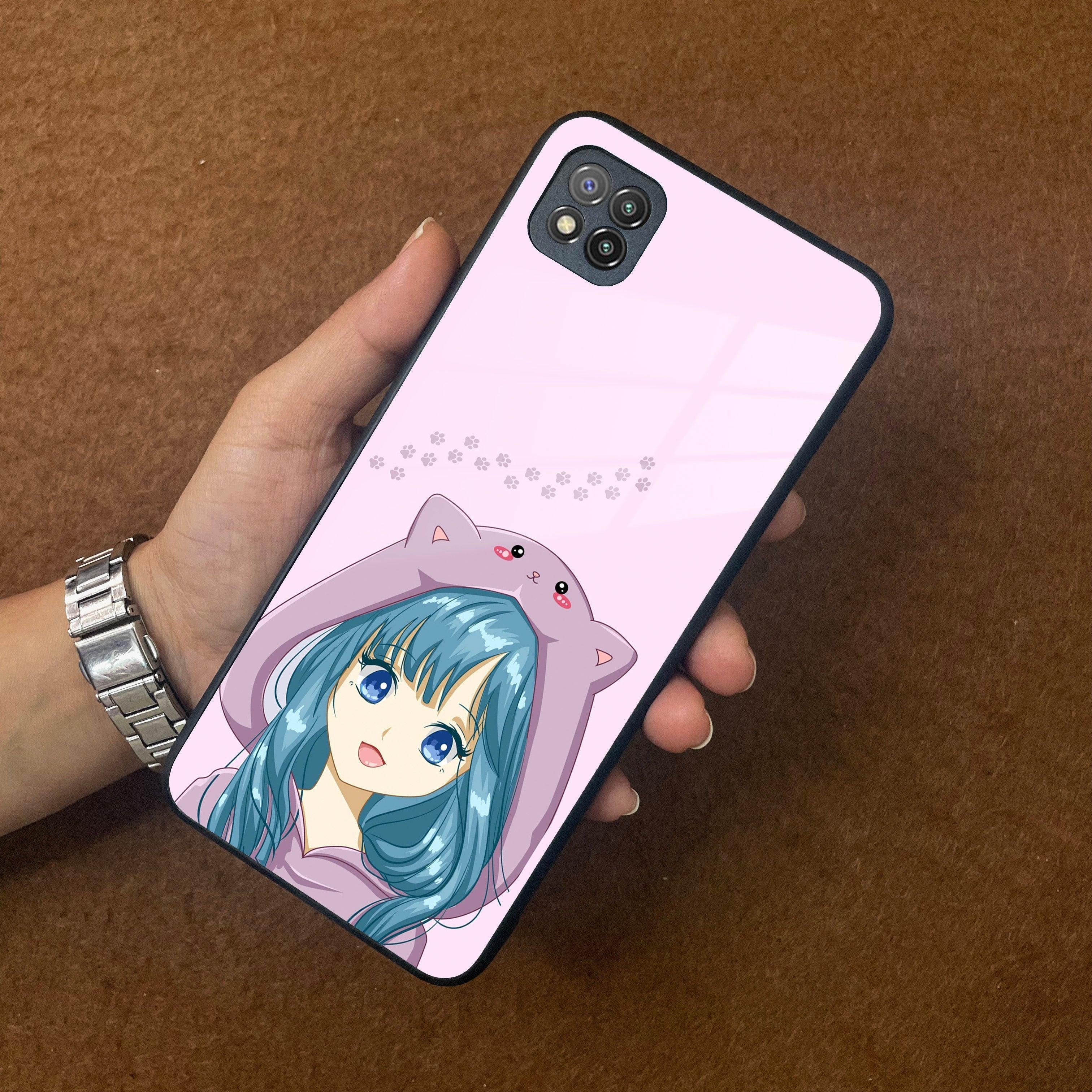 Purple Aesthetic Girl With Cat Phone Glass Case Cover For POCO - ShopOnCliQ