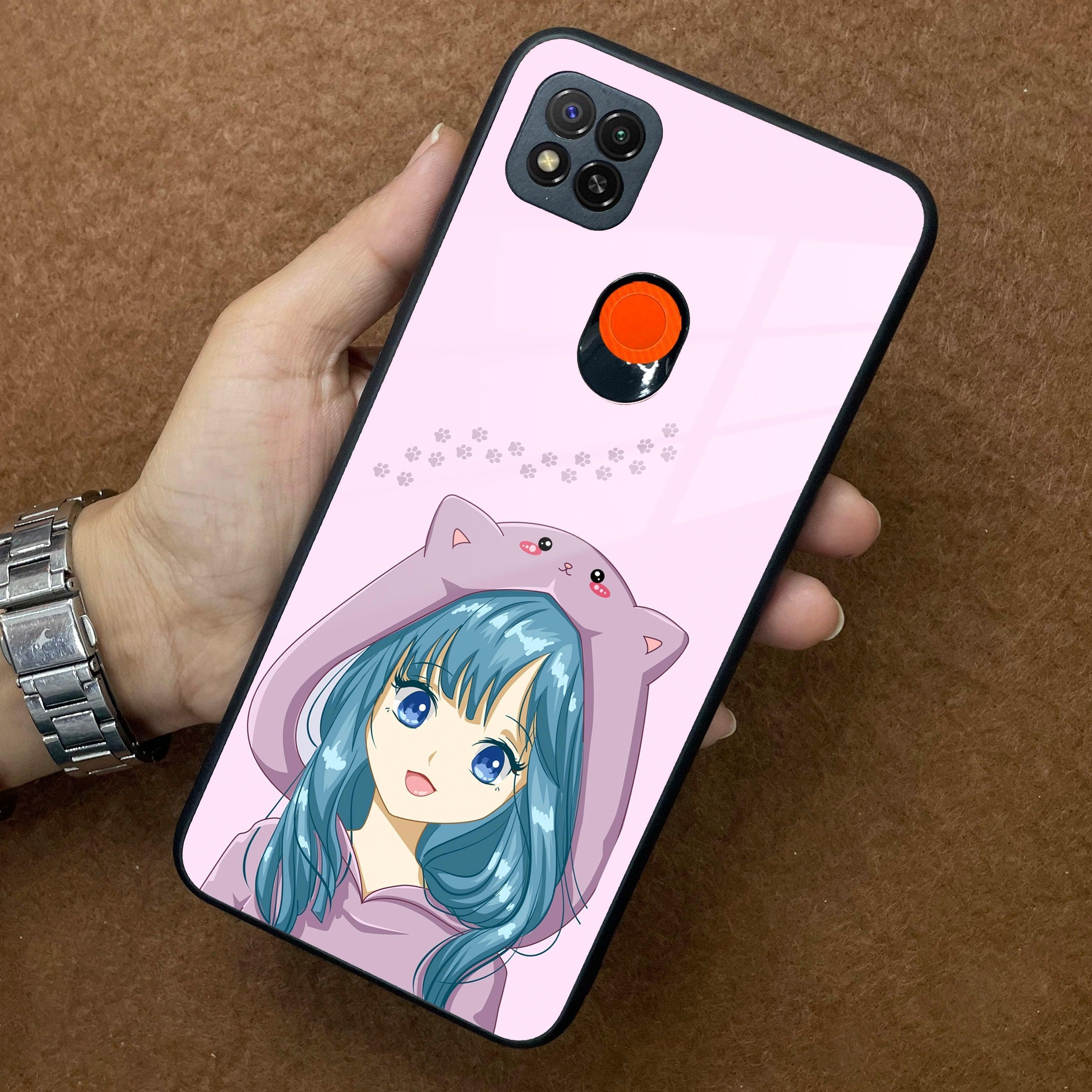 Purple Aesthetic Girl With Cat Phone Glass Case Cover For POCO - ShopOnCliQ