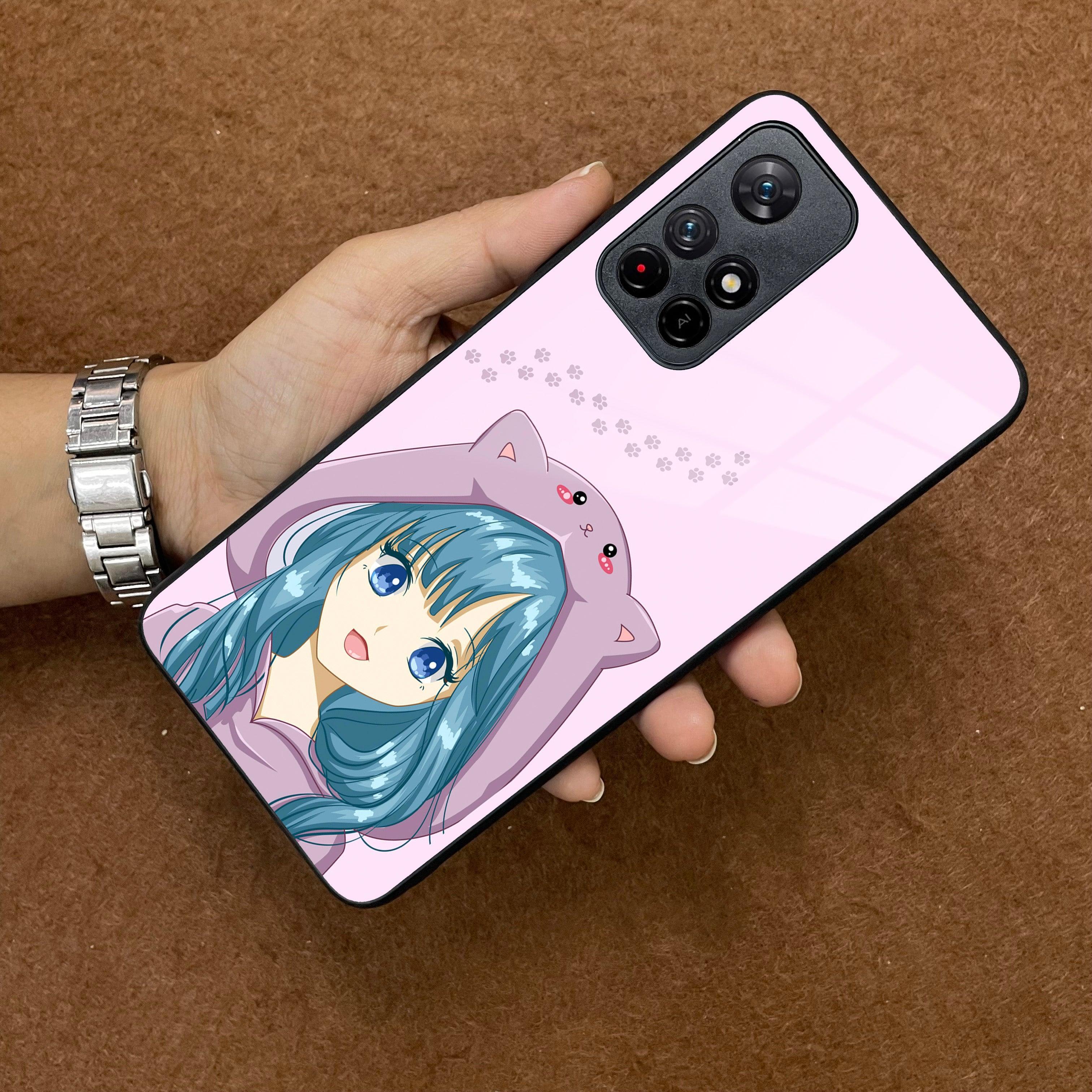 Purple Aesthetic Girl With Cat Phone Glass Case Cover For POCO - ShopOnCliQ