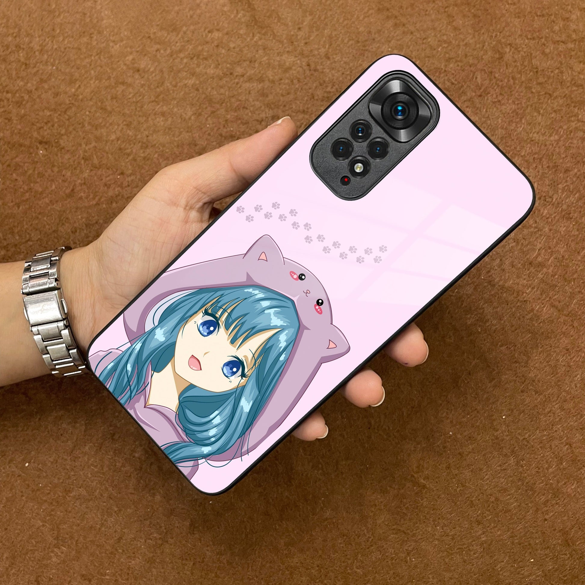 Purple Aesthetic Girl With Cat Phone Glass Case Cover For Redmi/Xiaomi ShopOnCliQ