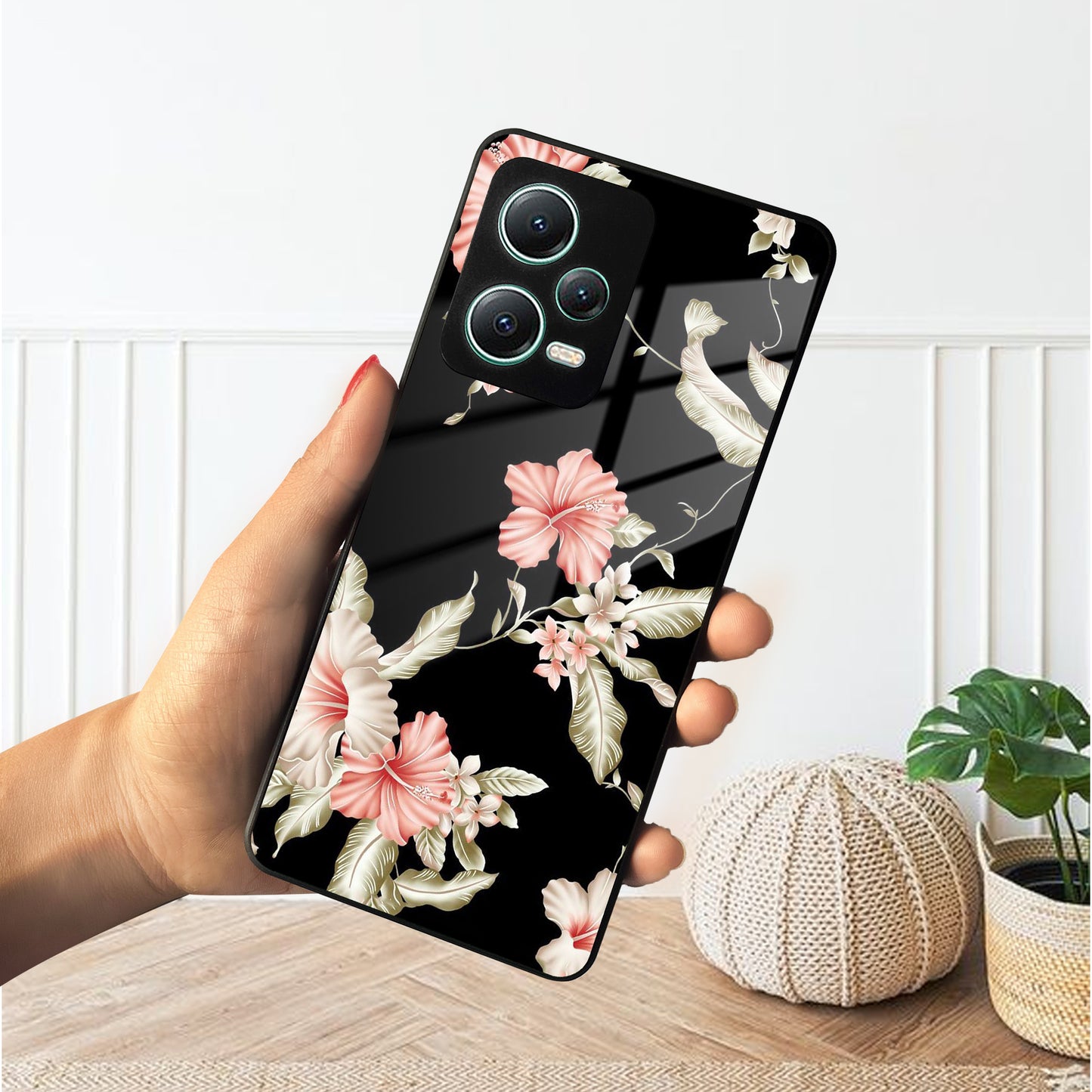 Retro Floral Glass Phone Case And Cover For Poco ShopOnCliQ