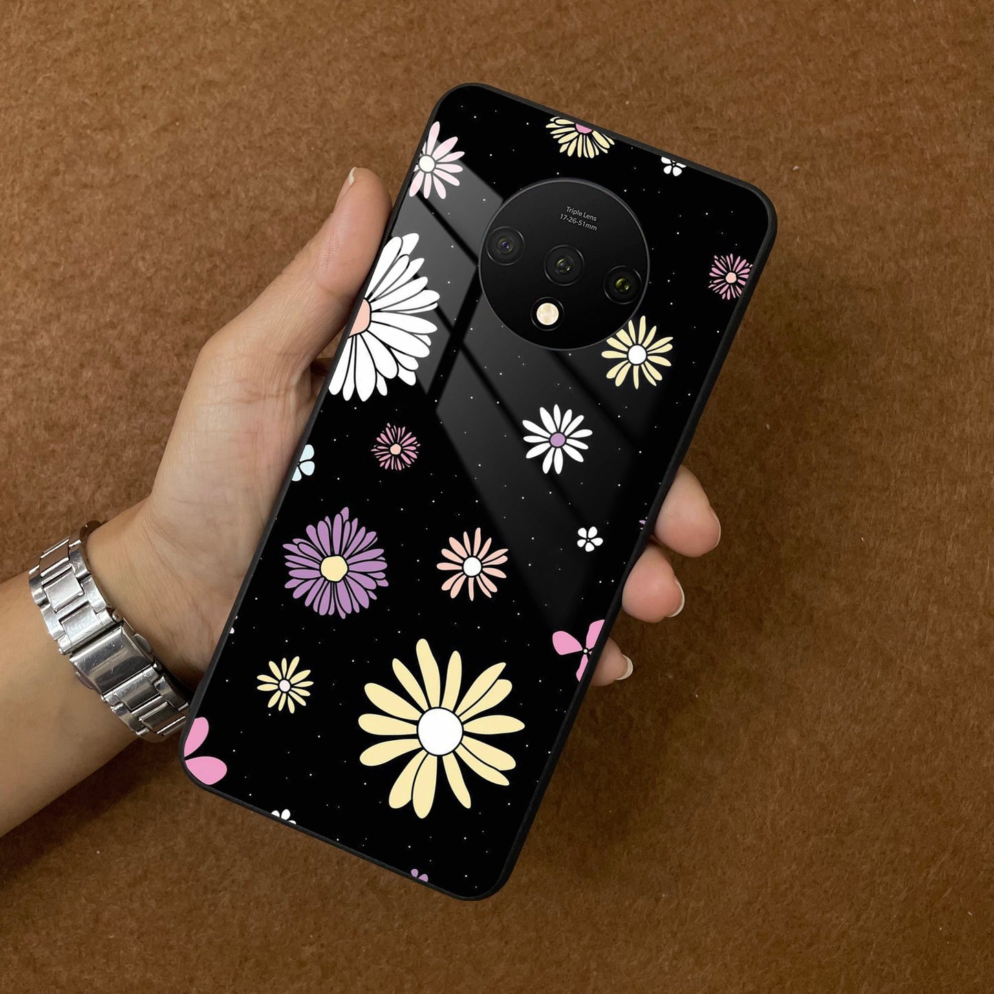 Seamless Floral Print Glass Case Cover For OnePlus ShopOnCliQ