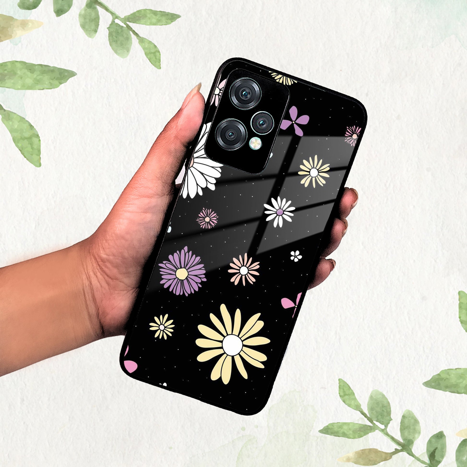 Seamless Floral Print Glass Case Cover For OnePlus ShopOnCliQ