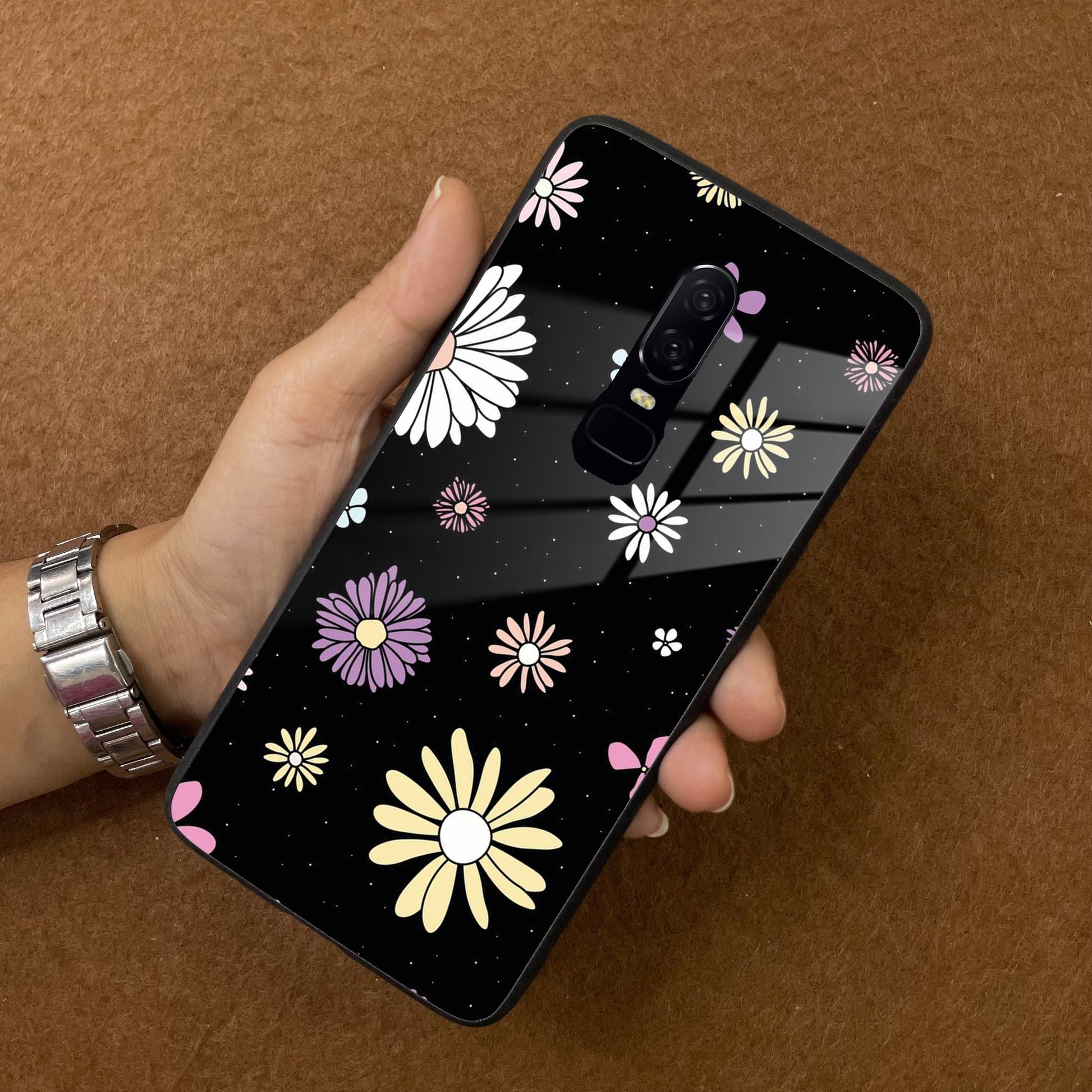 Seamless Floral Print Glass Case Cover For OnePlus ShopOnCliQ