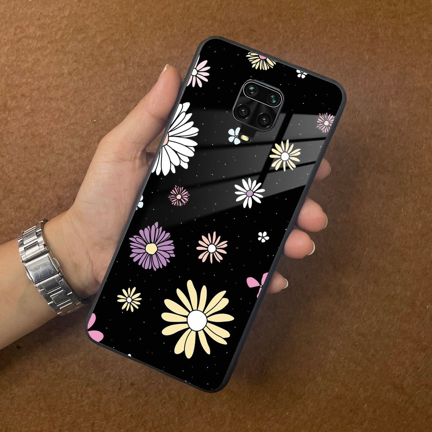 Seamless Floral Print Glass Case Cover For Poco ShopOnCliQ