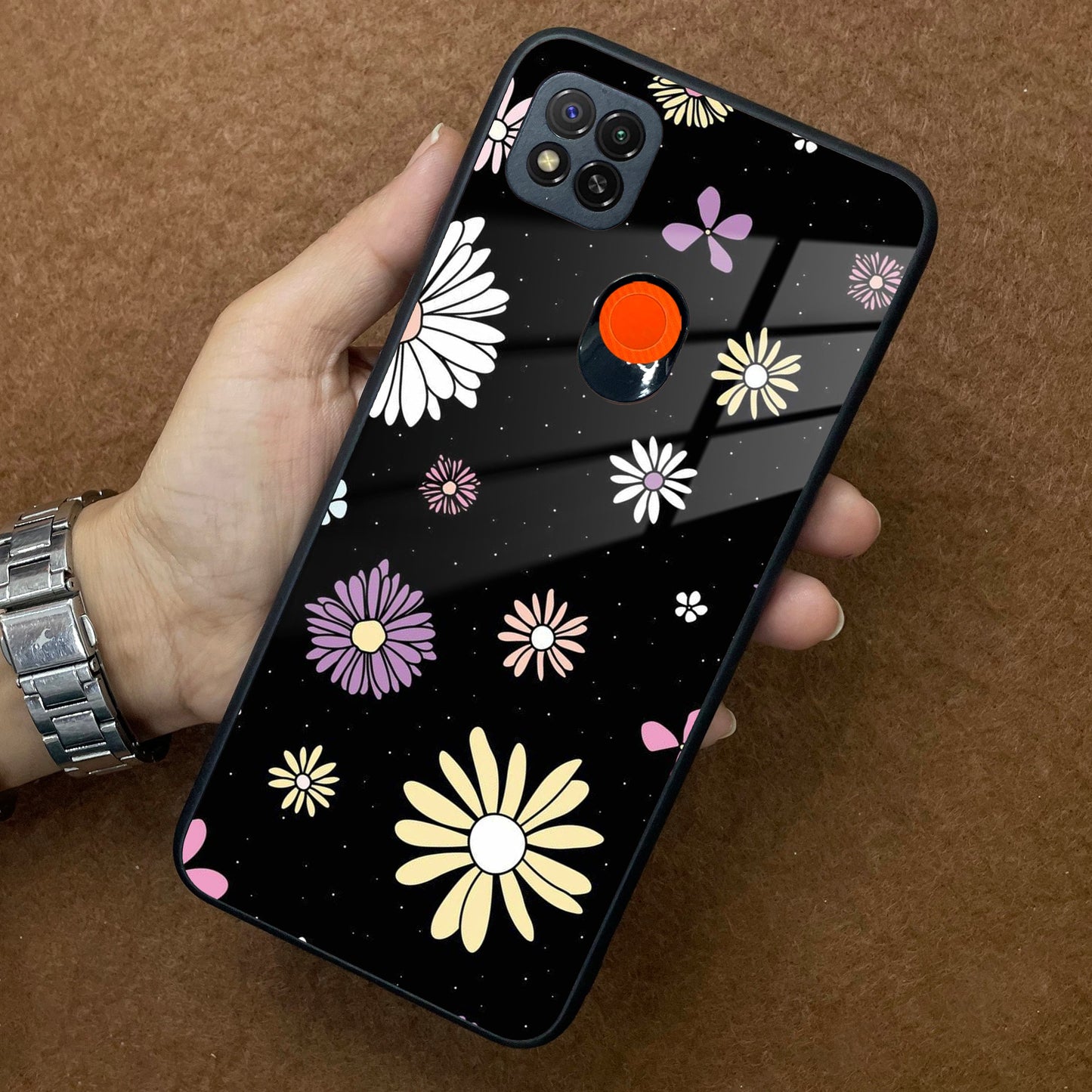 Seamless Floral Print Glass Case Cover For Poco ShopOnCliQ