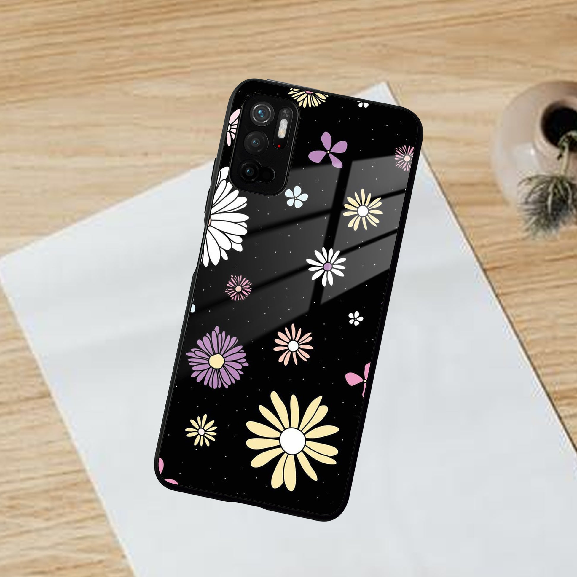 Seamless Floral Print Glass Case Cover For Poco ShopOnCliQ