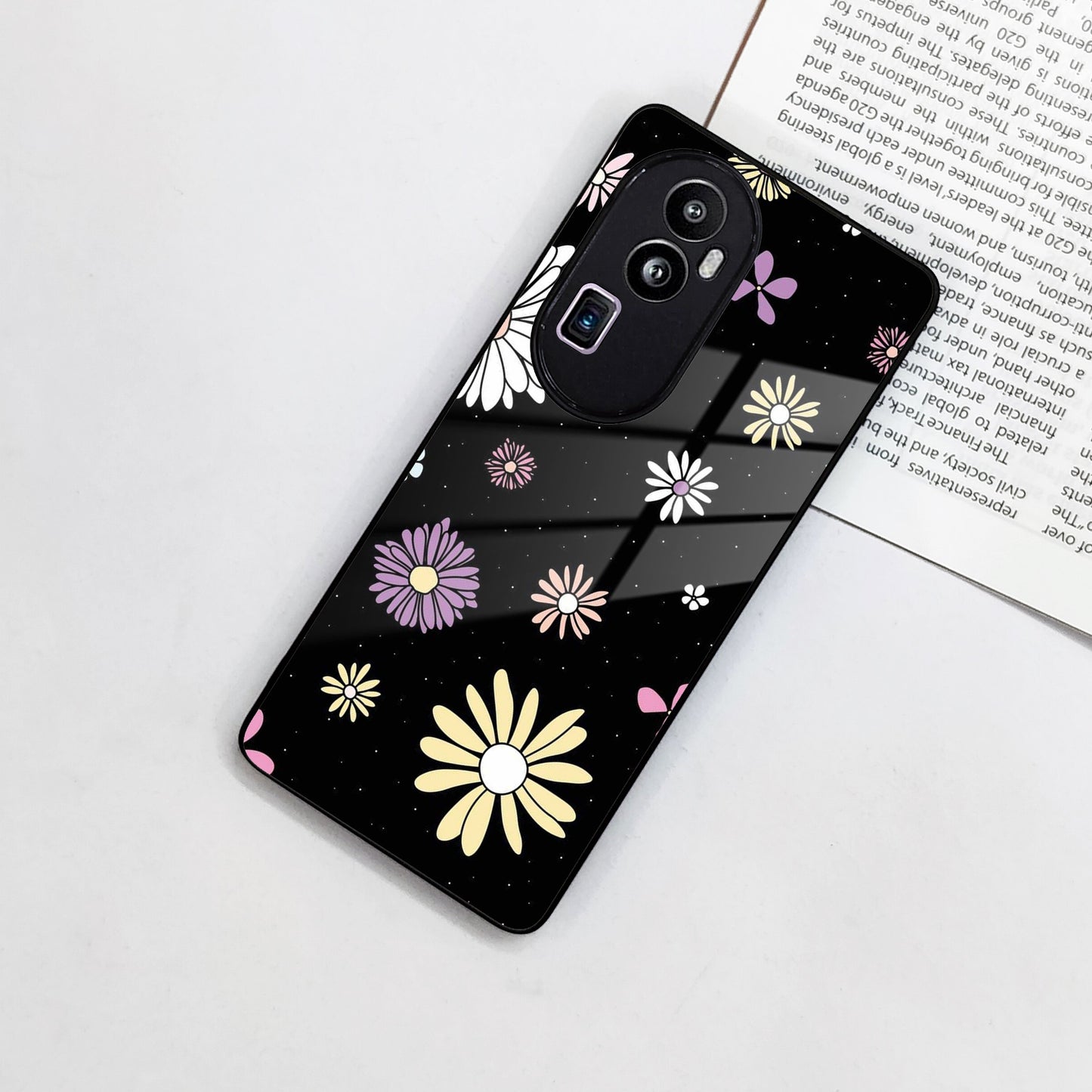 Seamless Floral Print Glass Case Cover Oppo