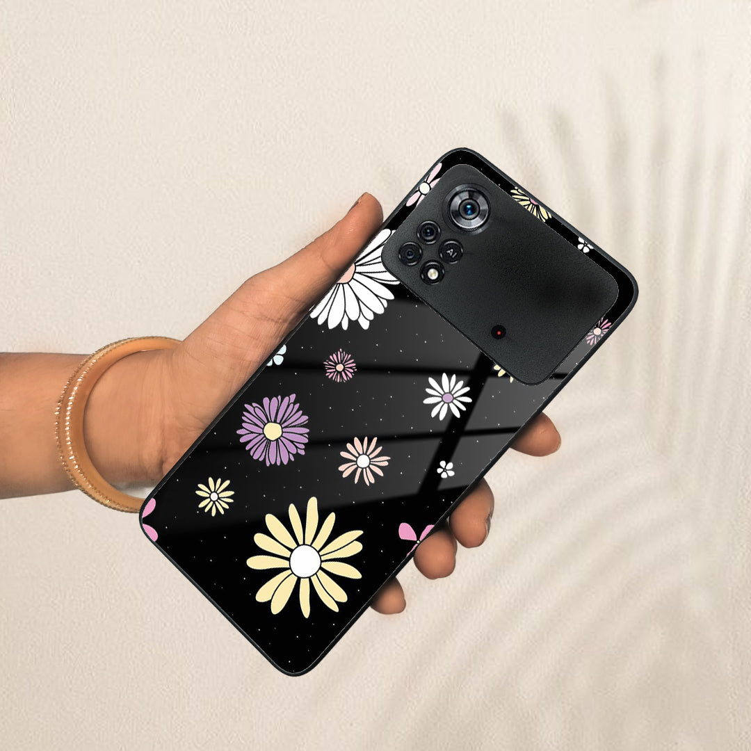 Seamless Floral Print Glass Case Cover For Poco
