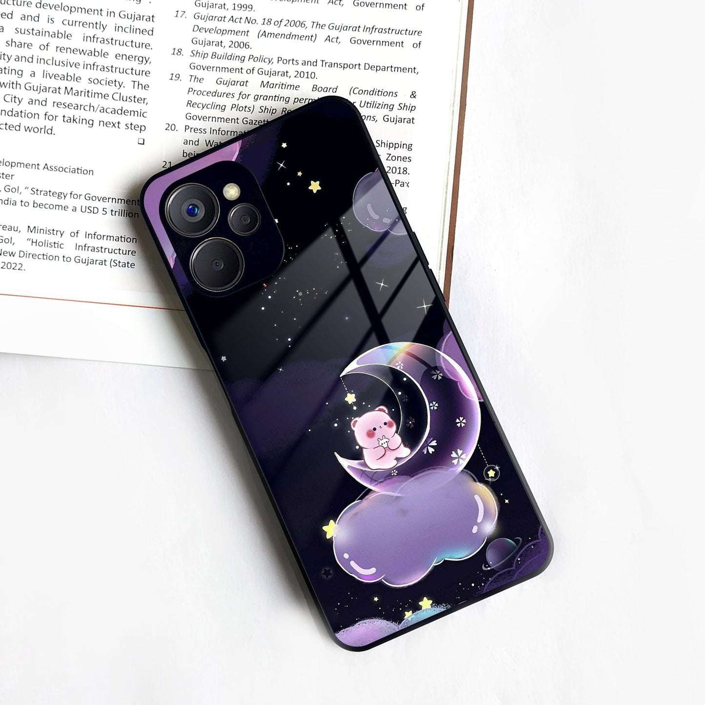 Sky Panda Design Glass Phone Case Cover For Realme/Narzo