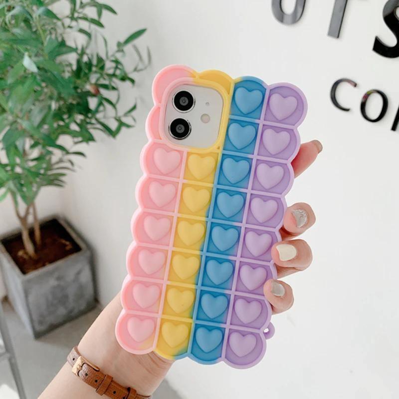 Stress Relieving Bubble Heart Pop-Up Silicon Phone Case - ShopOnCliQ