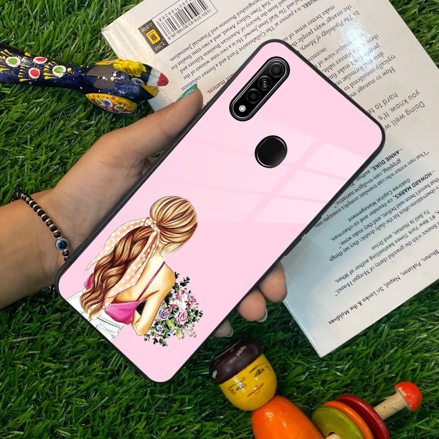 Styles Girl With Flower Glass Case For Oppo ShopOnCliQ