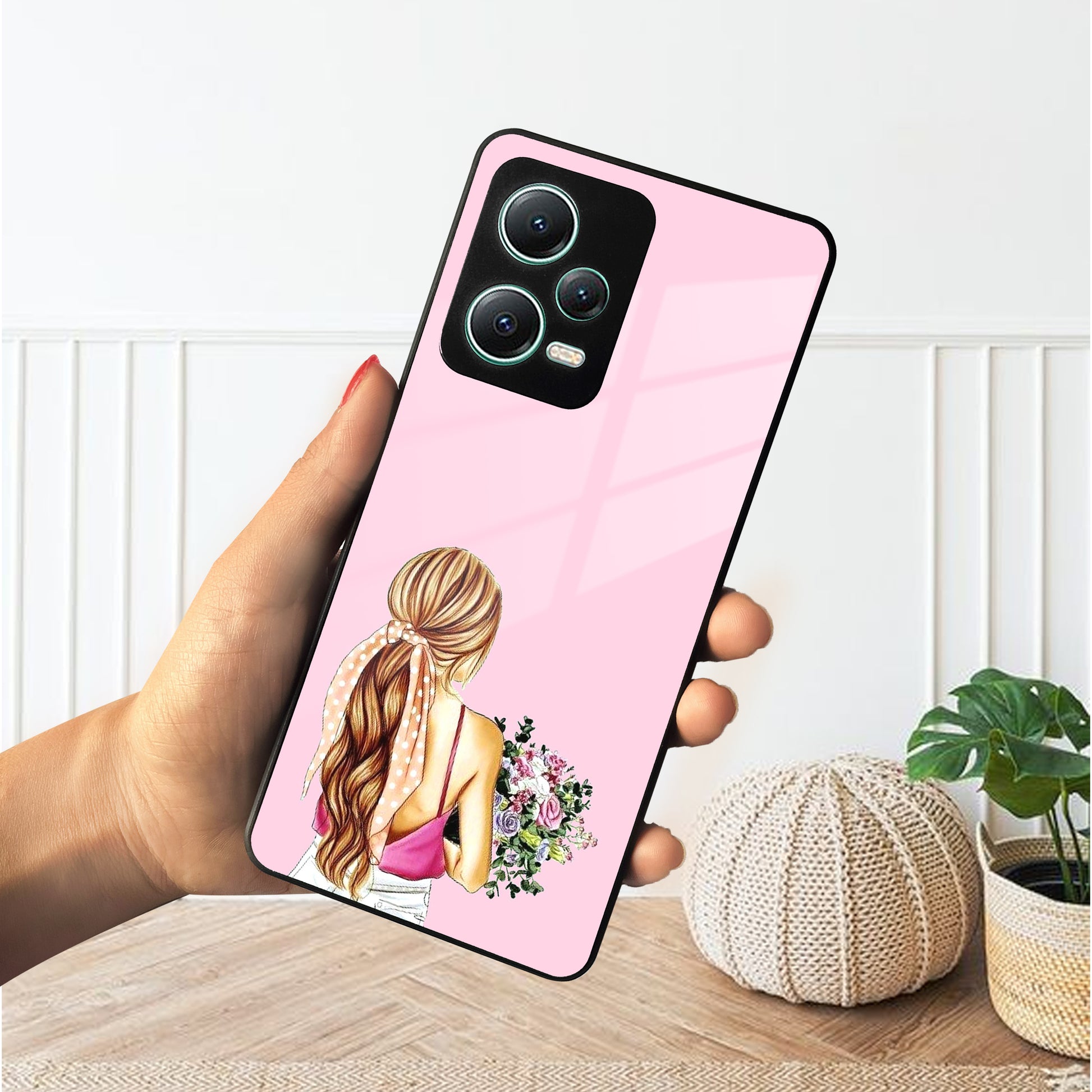 Styles Girl With Flower Glass Case For Poco ShopOnCliQ