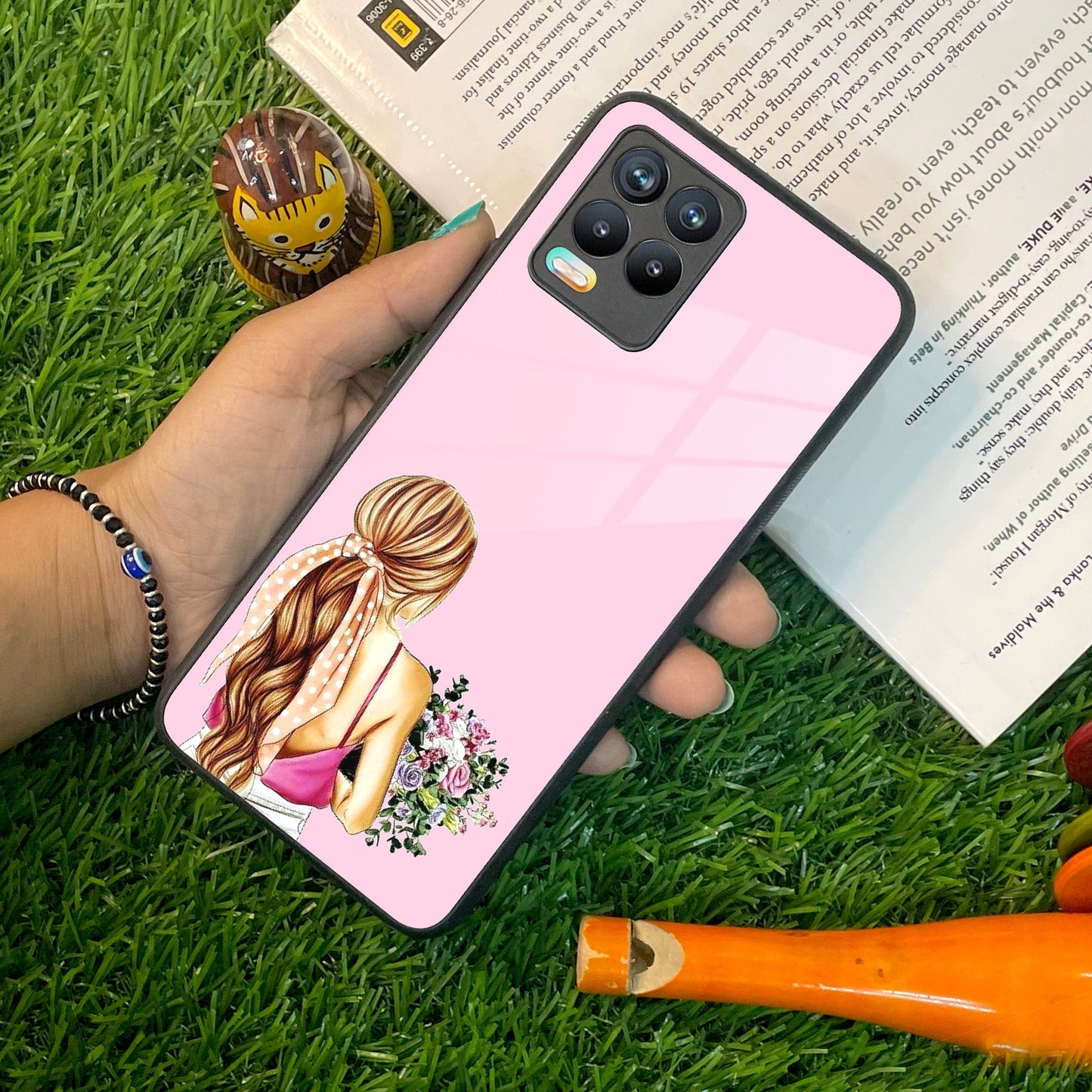 Styles Girl With Flower Glass Case For Realme/Narzo ShopOnCliQ