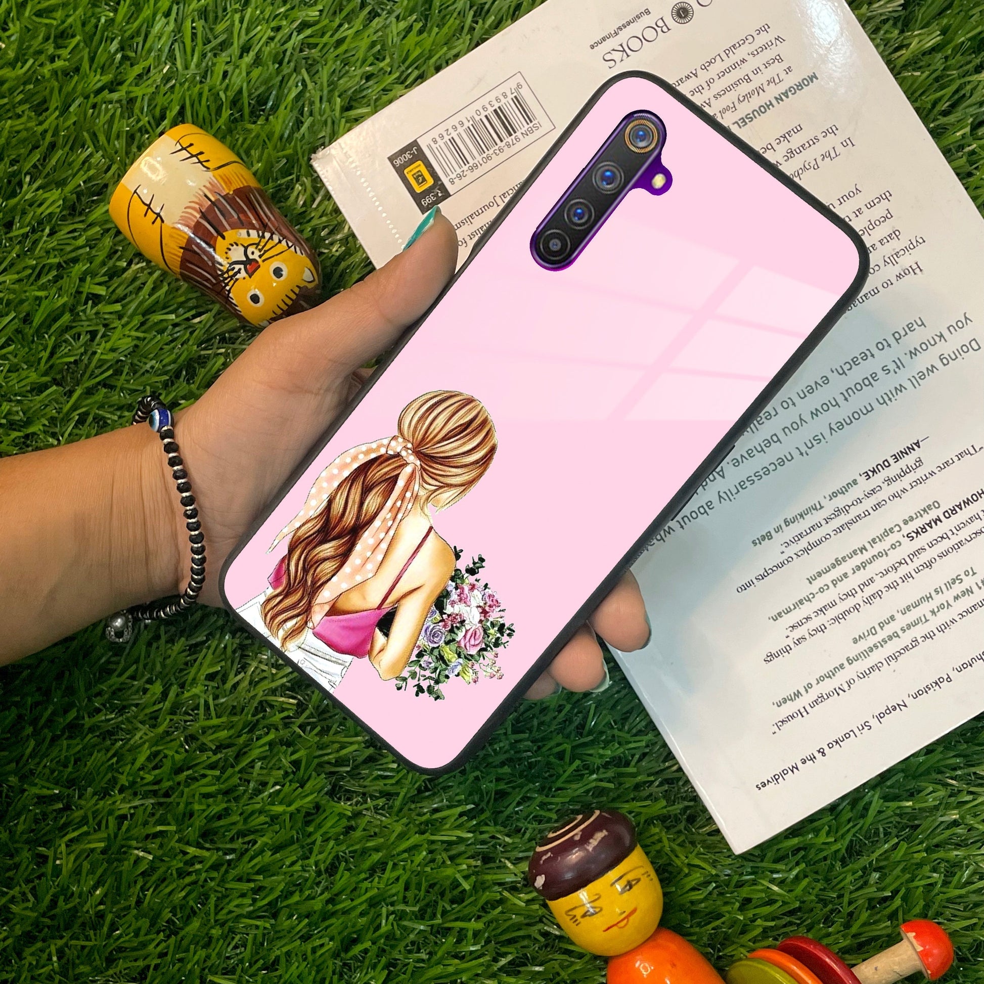 Styles Girl With Flower Glass Case For Realme/Narzo ShopOnCliQ