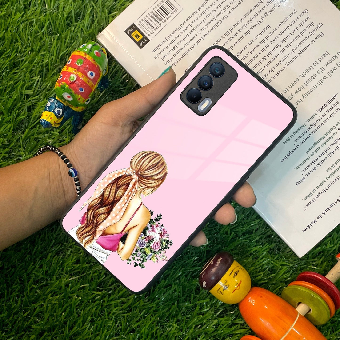 Styles Girl With Flower Glass Case For Realme/Narzo ShopOnCliQ