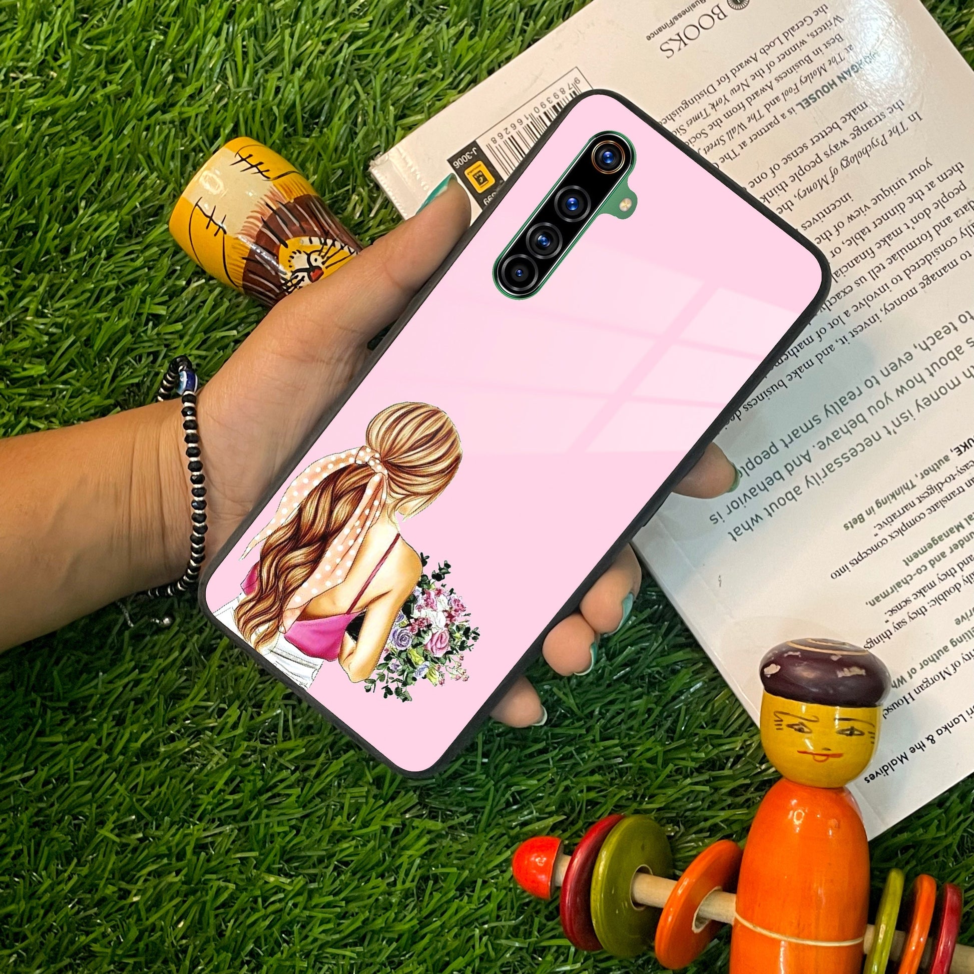 Styles Girl With Flower Glass Case For Realme/Narzo ShopOnCliQ