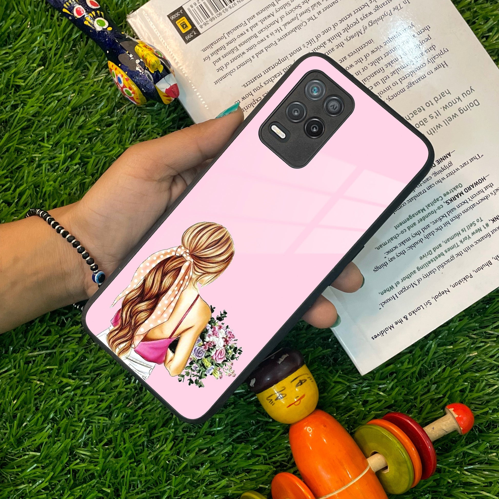 Styles Girl With Flower Glass Case For Realme/Narzo ShopOnCliQ