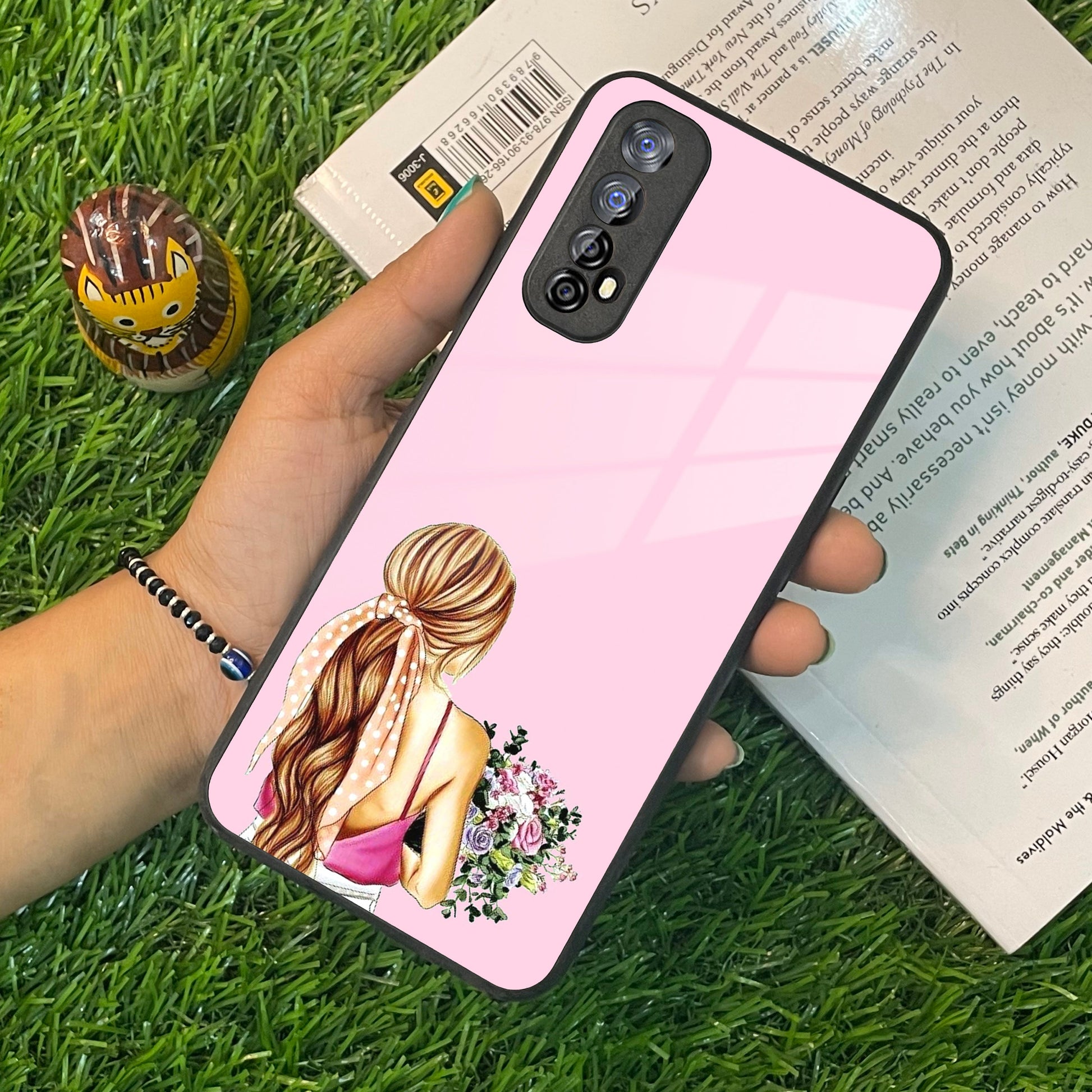 Styles Girl With Flower Glass Case For Realme/Narzo ShopOnCliQ