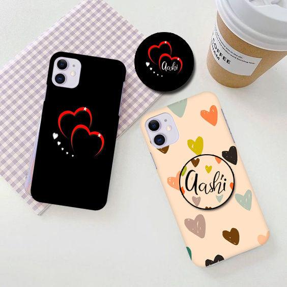 Black & Peach Heart Patter Print Hard Slim Matte Case ShopOnCliQ