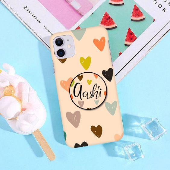 Black & Peach Heart Patter Print Hard Slim Matte Case ShopOnCliQ