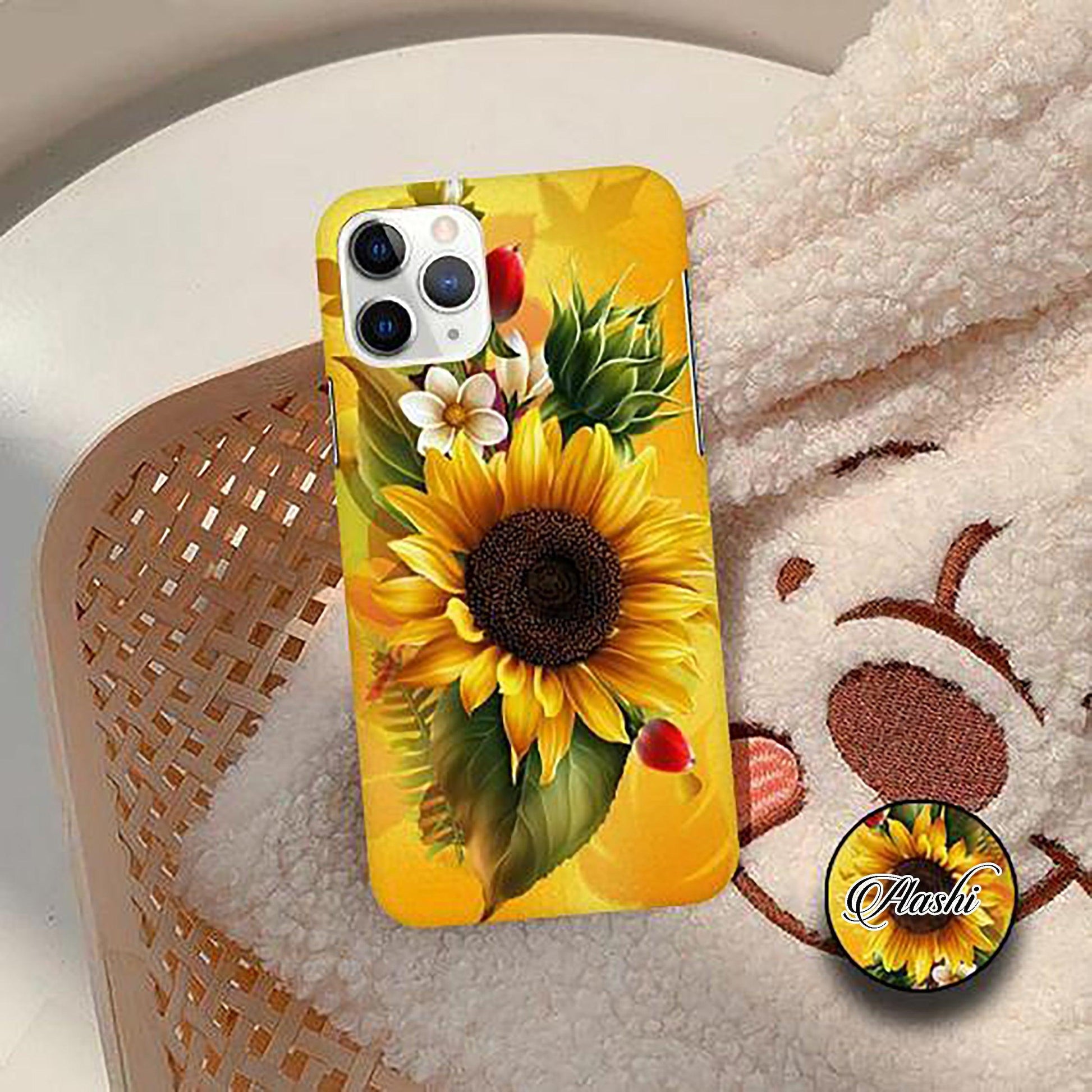 Sunflower & Magenta Art Flower Print Slim Matte Phone Case Cover ShopOnCliQ