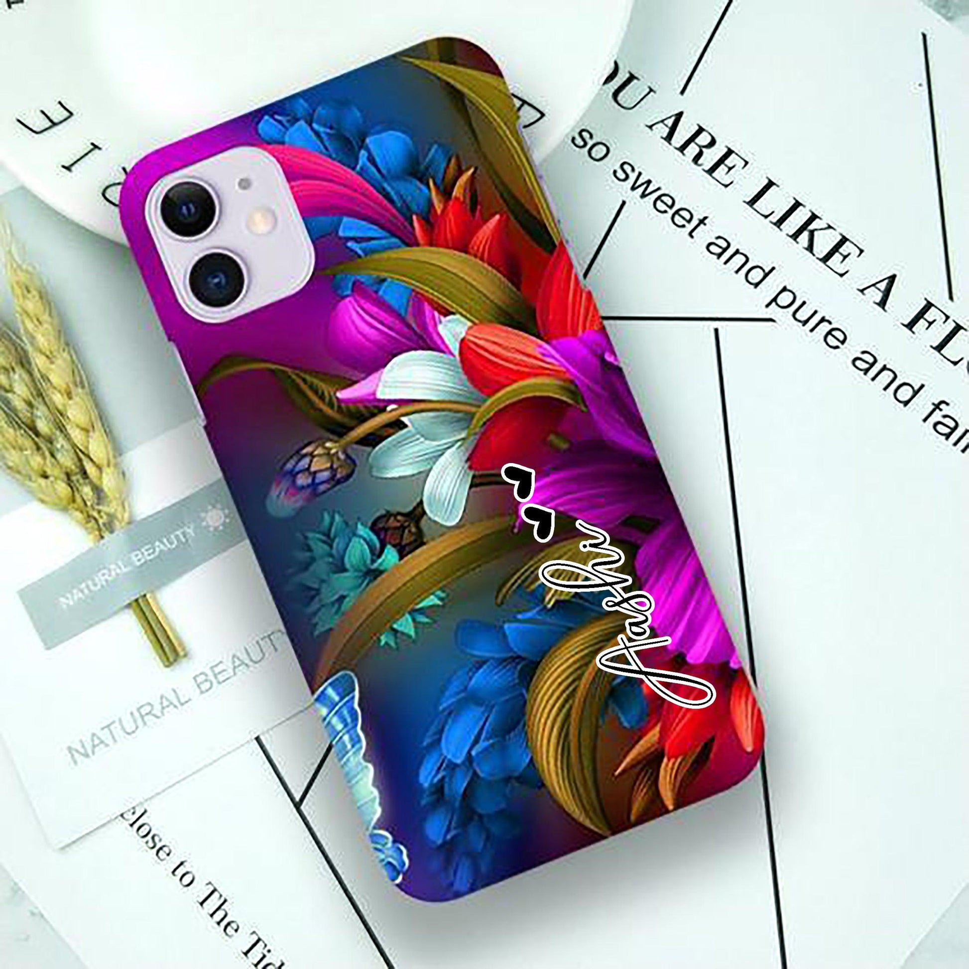 Sunflower & Magenta Art Flower Print Slim Matte Phone Case Cover ShopOnCliQ