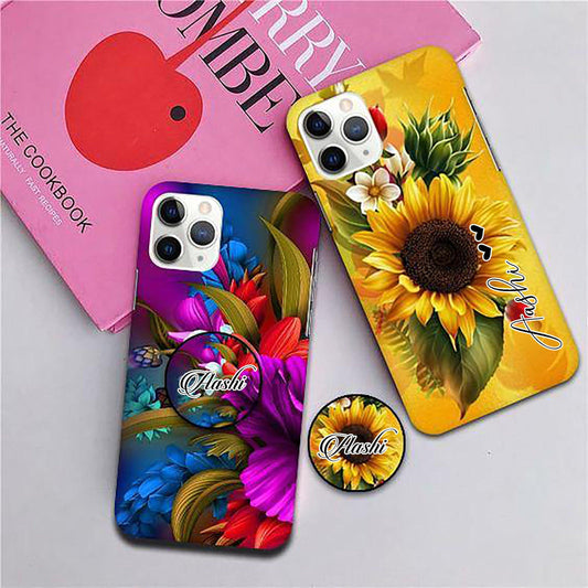 Sunflower & Magenta Art Flower Print Slim Matte Phone Case Cover ShopOnCliQ