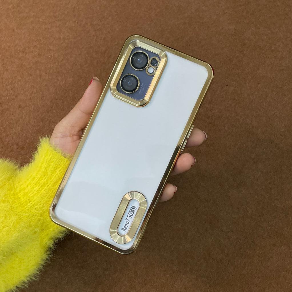 Transparent Fashion Ring Logo Cut And Lens Protection Back Case Cover For Oppo & Realme (Golden) ShopOnCliQ
