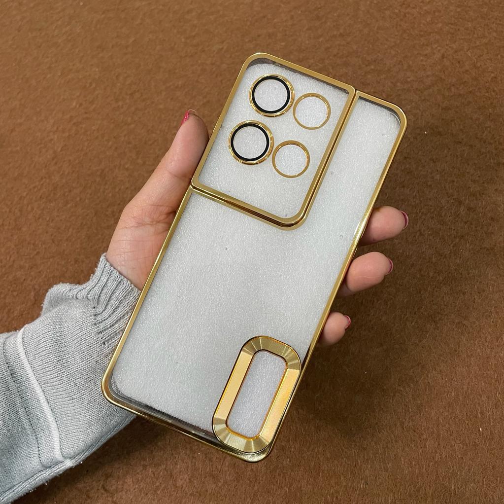 Transparent Fashion Ring Logo Cut And Lens Protection Back Case Cover For Oppo & Realme (Golden) ShopOnCliQ