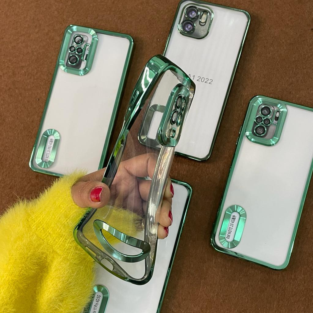 Transparent Fashion Ring Logo Cut And Lens Protection Back Case Cover For Redmi/Poco (Green) ShopOnCliQ
