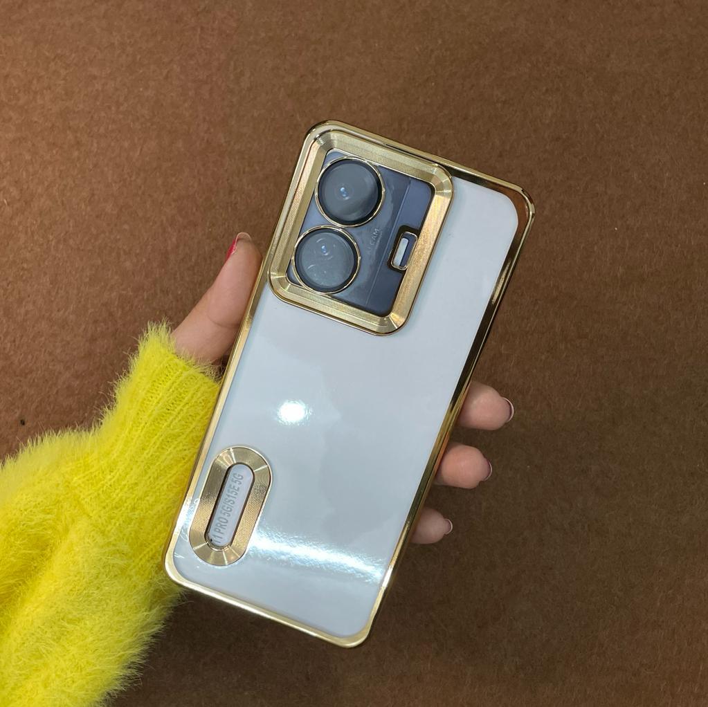 Transparent Fashion Ring Logo Cut And Lens Protection Back Case Cover For Vivo (Golden) ShopOnCliQ