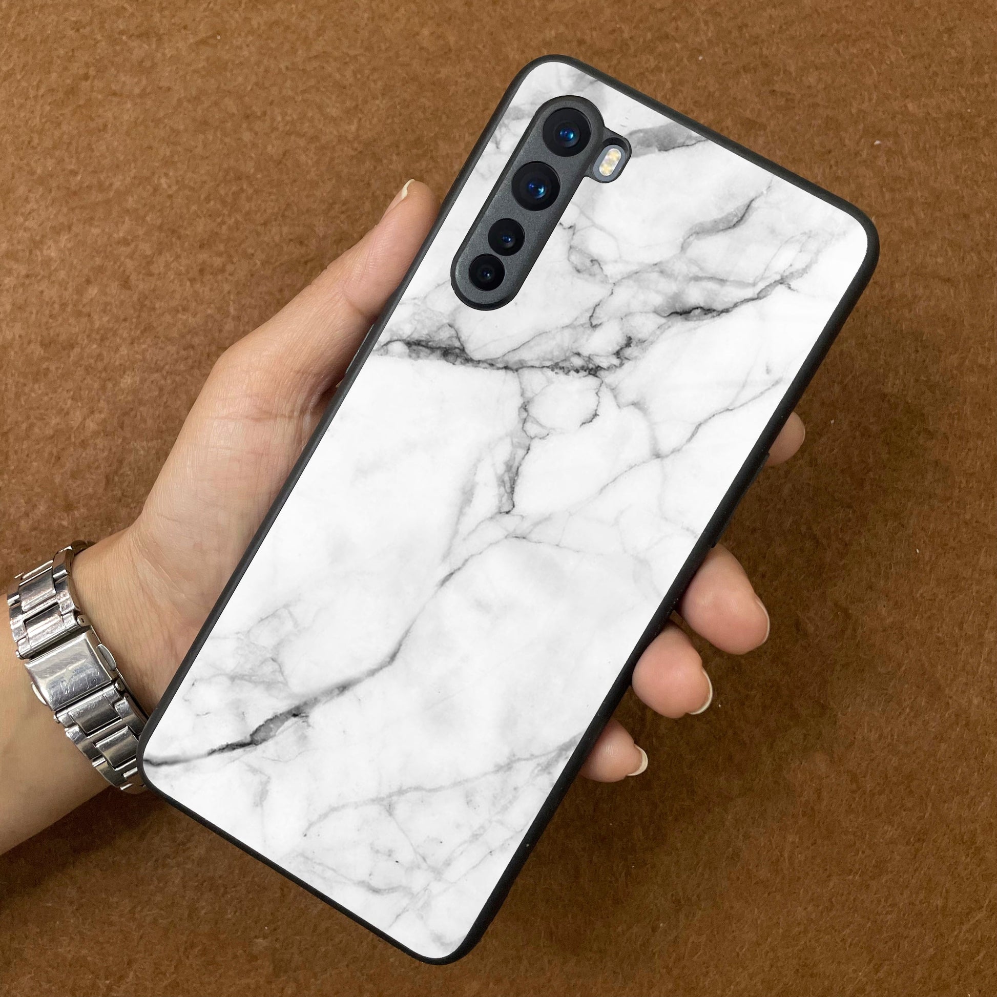 White Marble Patter Glass Case Cover For OnePlus ShopOnCliQ