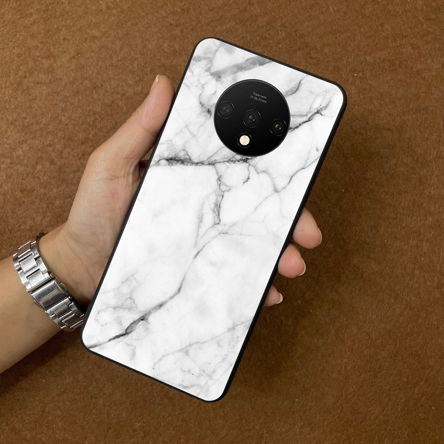 White Marble Patter Glass Case Cover For OnePlus ShopOnCliQ