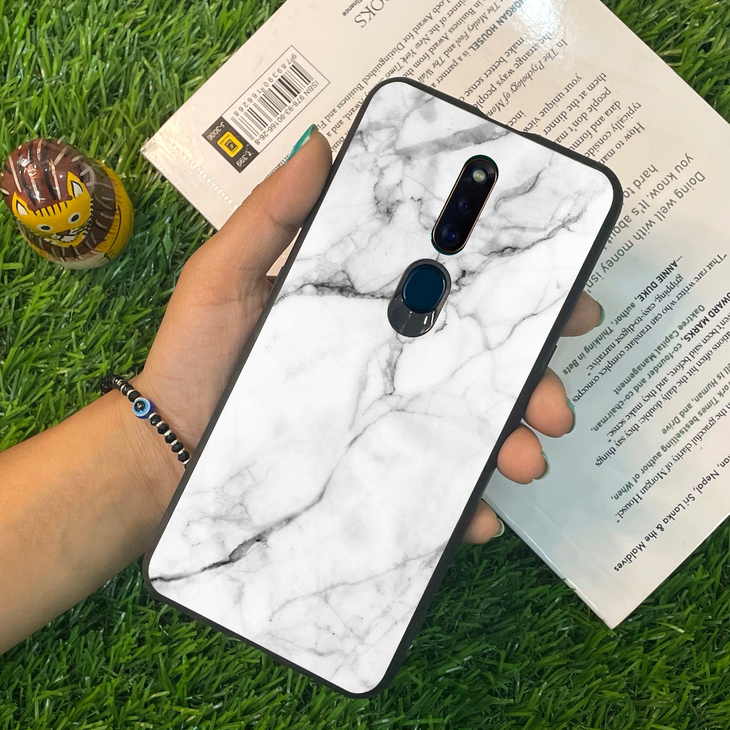 White Marble Patter Glass Case Cover For Oppo ShopOnCliQ