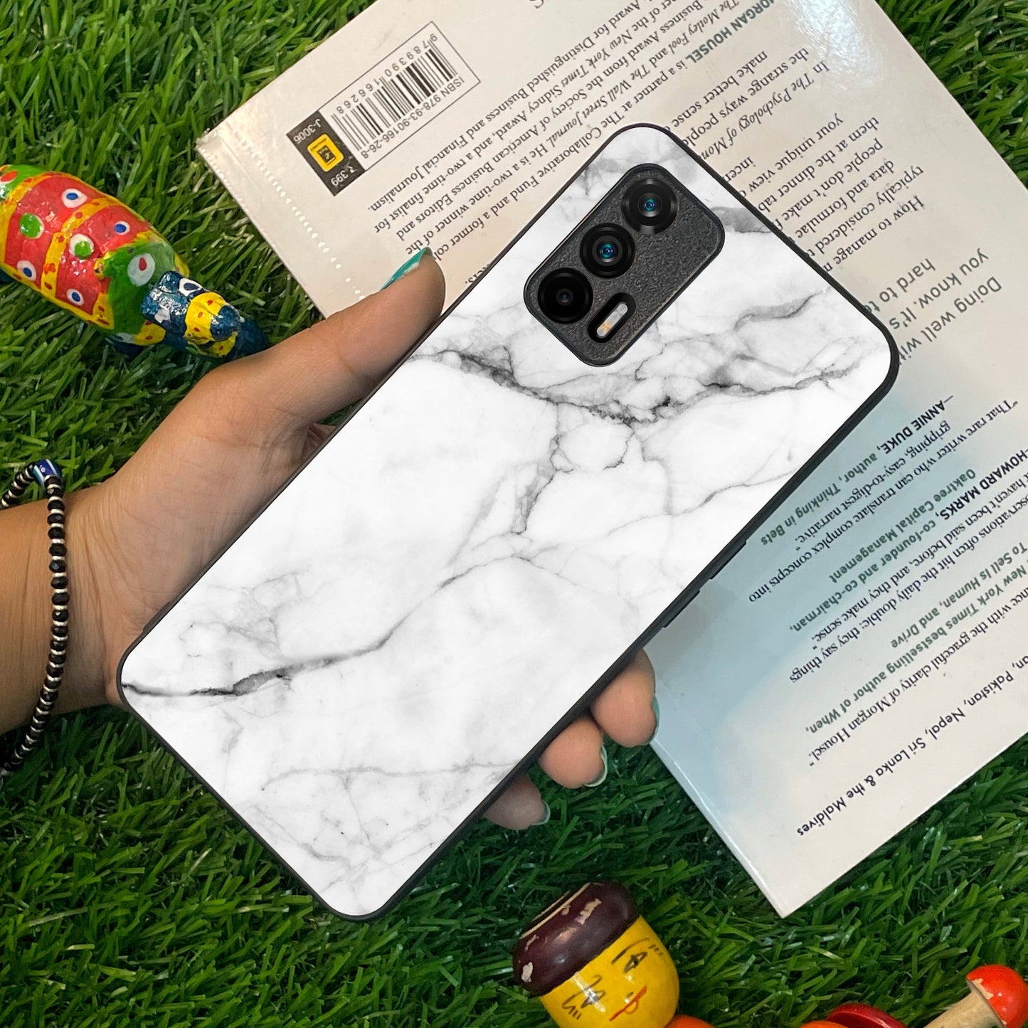 White Marble Patter Glass Case Cover For Realme/Narzo ShopOnCliQ