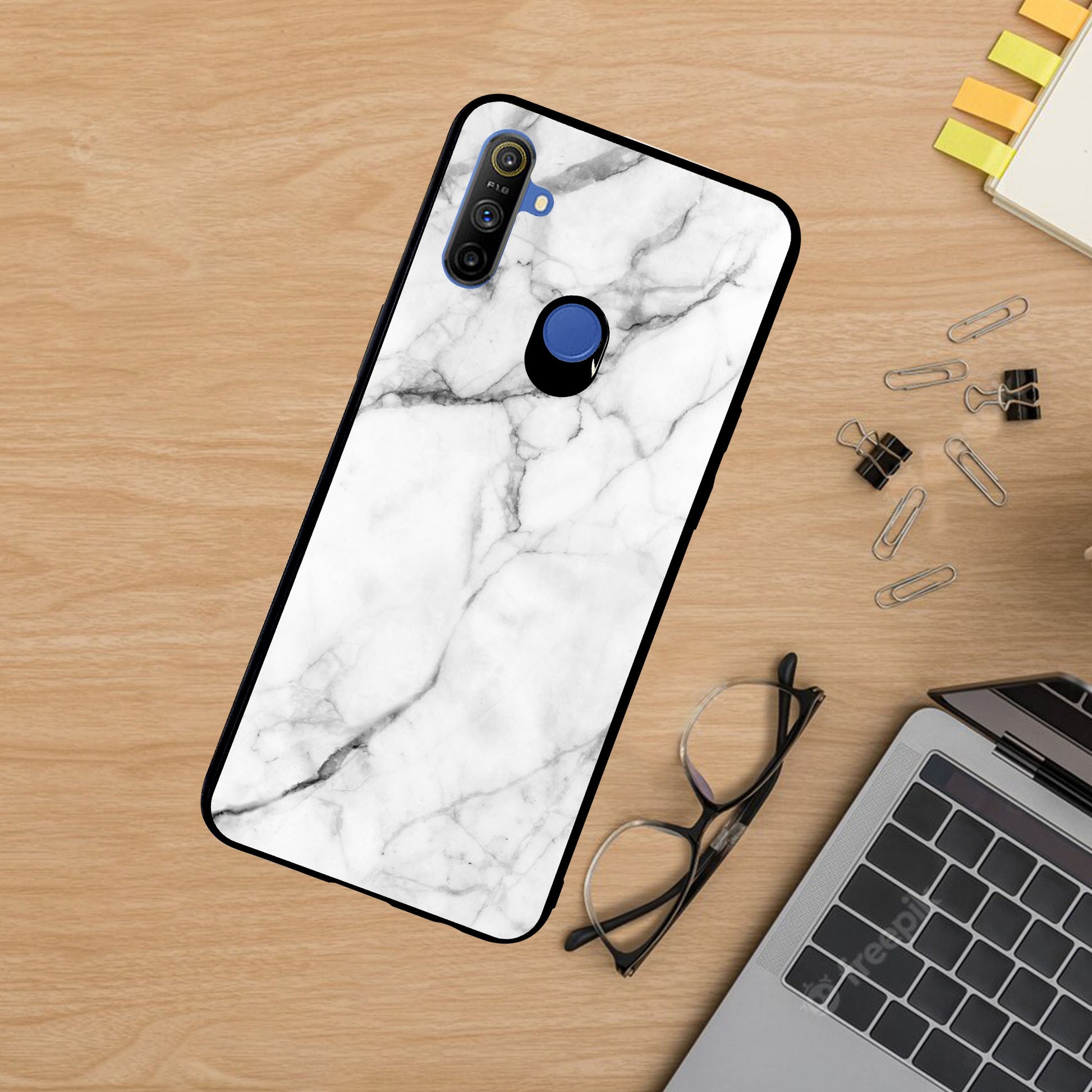 White Marble Patter Glass Case Cover For Realme/Narzo ShopOnCliQ